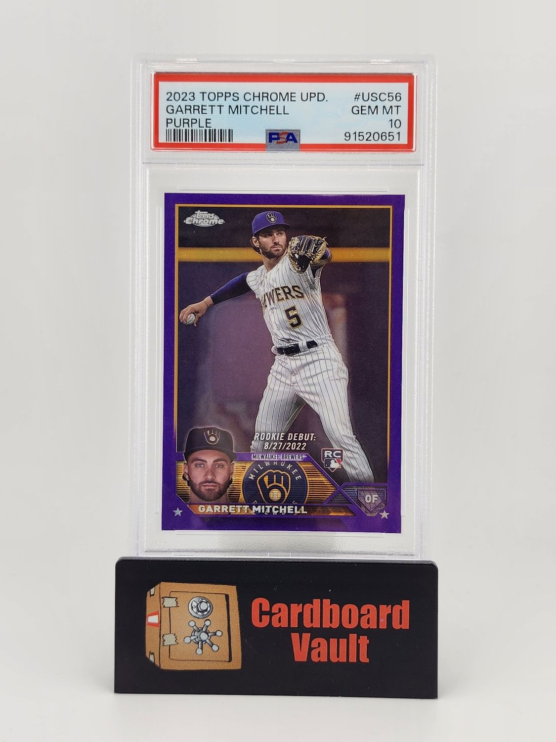 2023 Topps Chrome Update Garrett Mitchell  #USC-56 Purple 149/250 PSA 10 91520651