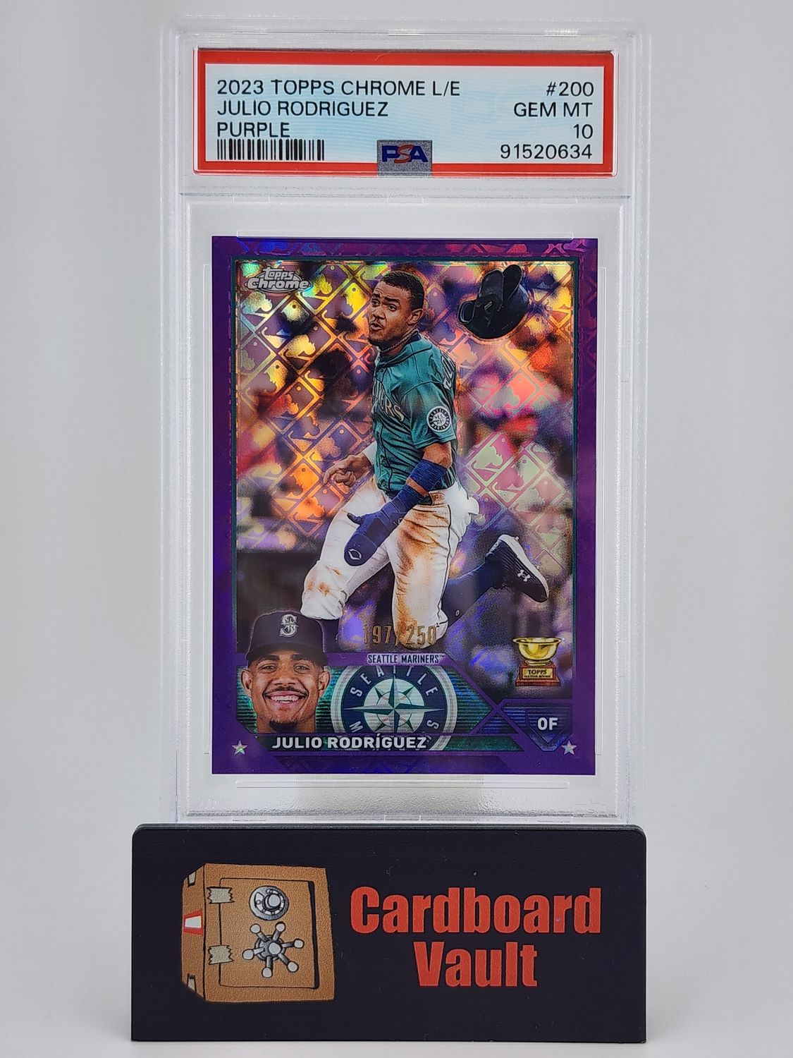 2023 Topps Chrome L/E Julio Rodriguez #200 Purple 197/250 PSA 10 91520634