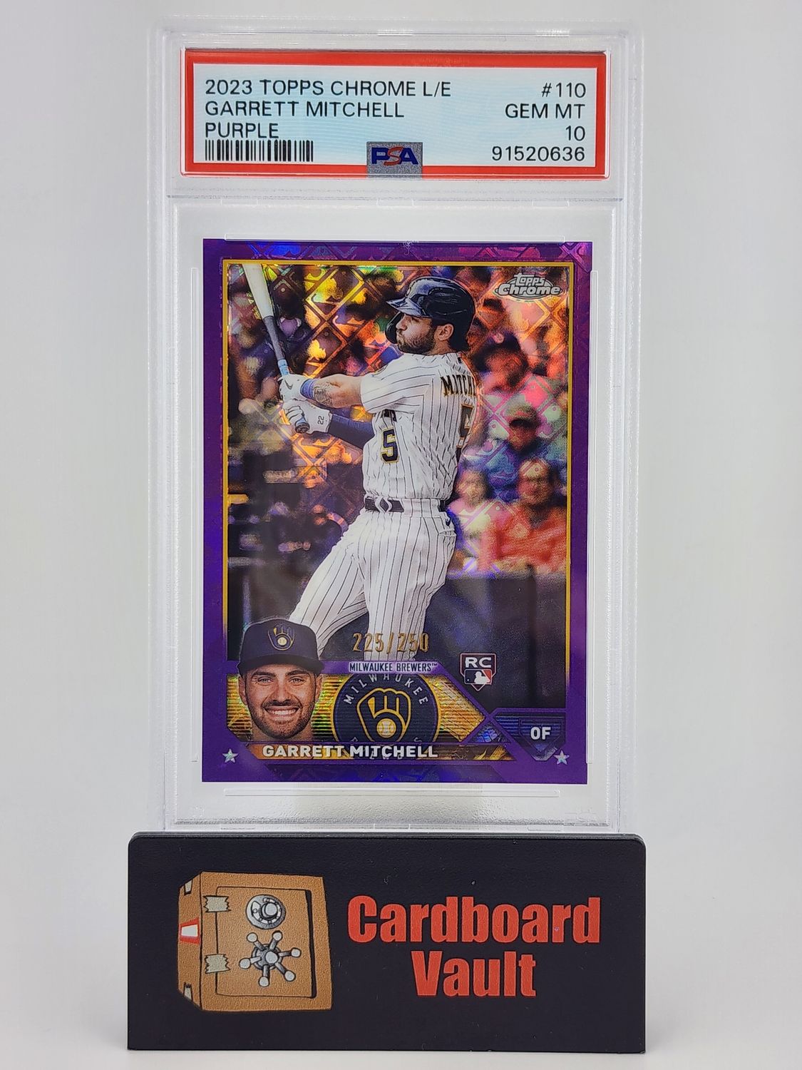 2023 Topps Chrome L/E Garrett Mitchell #110 Purple 225/250 PSA 10 91520636