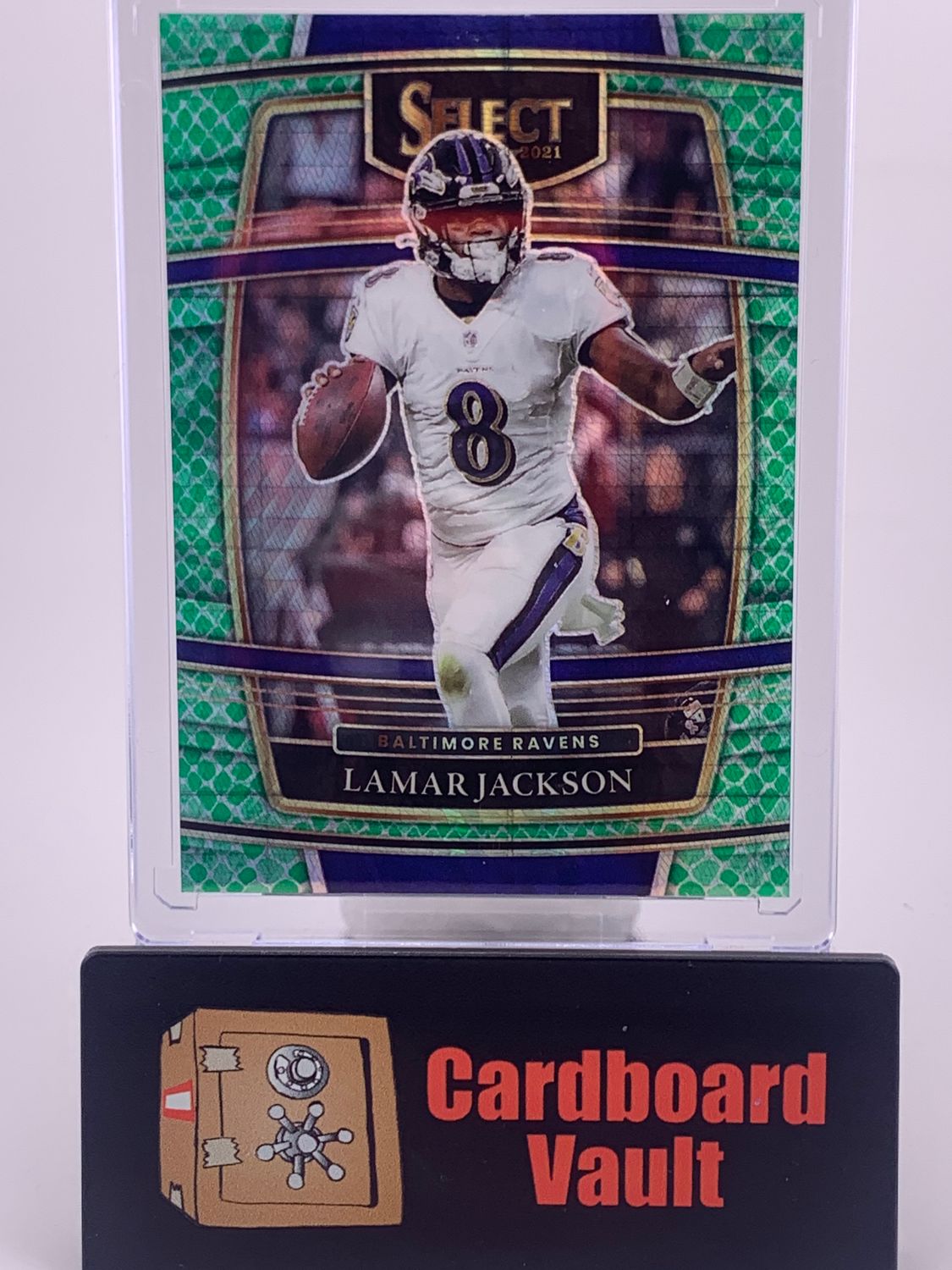 2021 Select Lamar Jackson Concourse Green Level Dragon Scale Prizm 15/89 No. 5