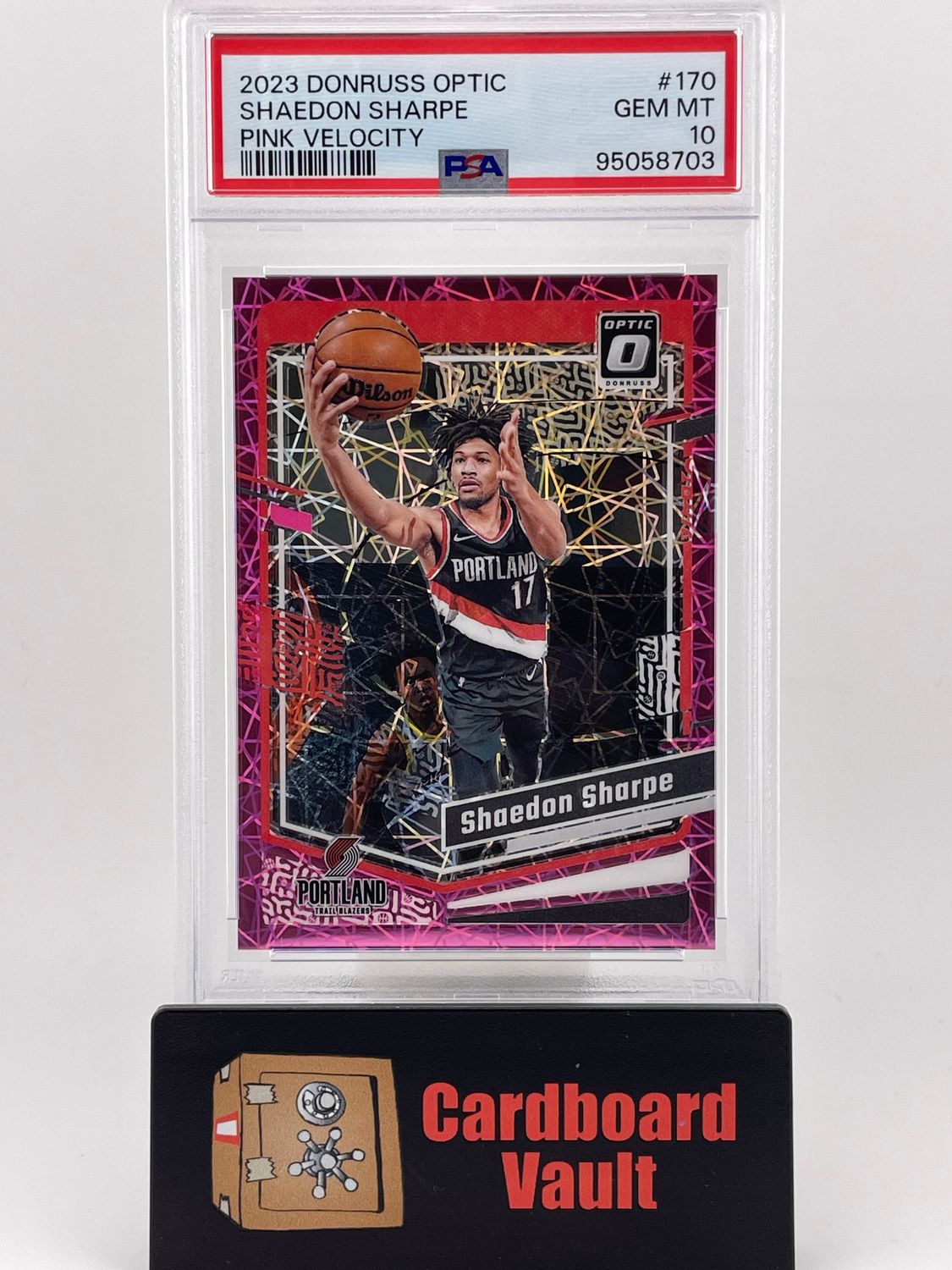 2023-24 Donruss Optic Shaedon Sharpe Pink Velocity 60/79 No. 170 PSA 10 95058703