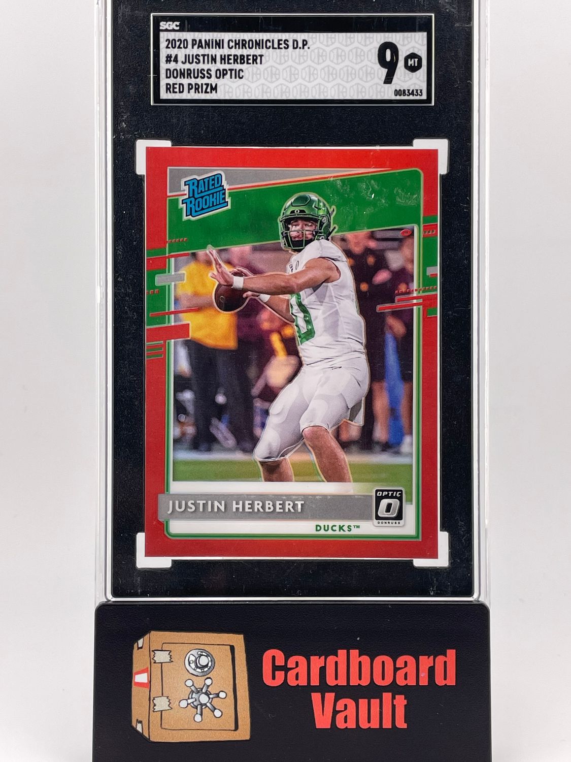 2020 Chronicles Draft Pick Justin Herbert Rated Rookie Red Prizm No. 4 SGC 9 0083433