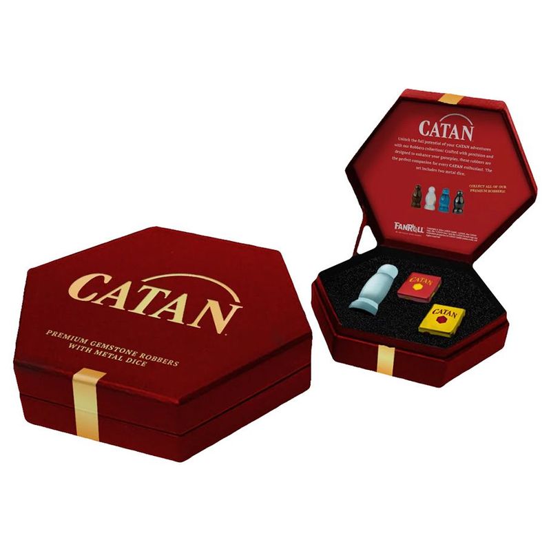 FanRoll: 3CT CATAN Premium Metal Opalite Robber Dice Set