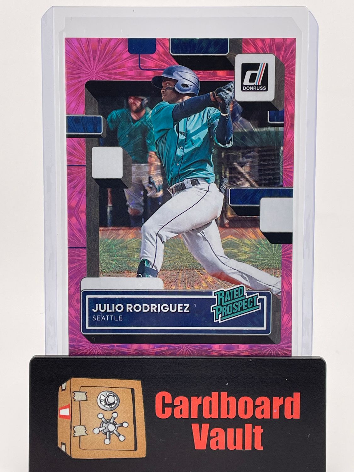 2022 Donruss Julio Rodriguez Rated Rookie Pink Fireworks No. RP-1