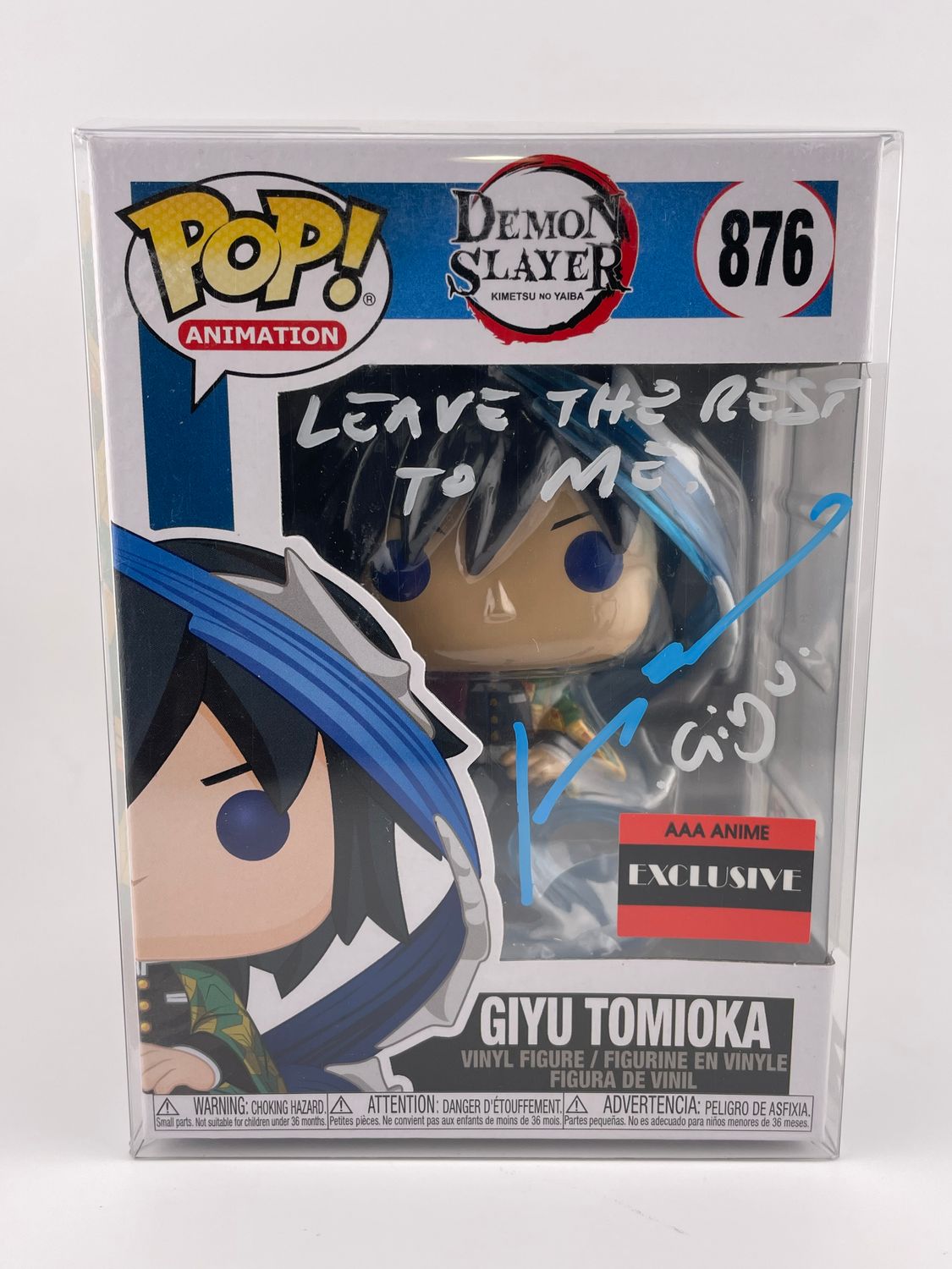 Demon Slayer Giyu Tomioka Autograpghed By Johnny Yong Bosch PSA Authenticated 876 Funko Pop!