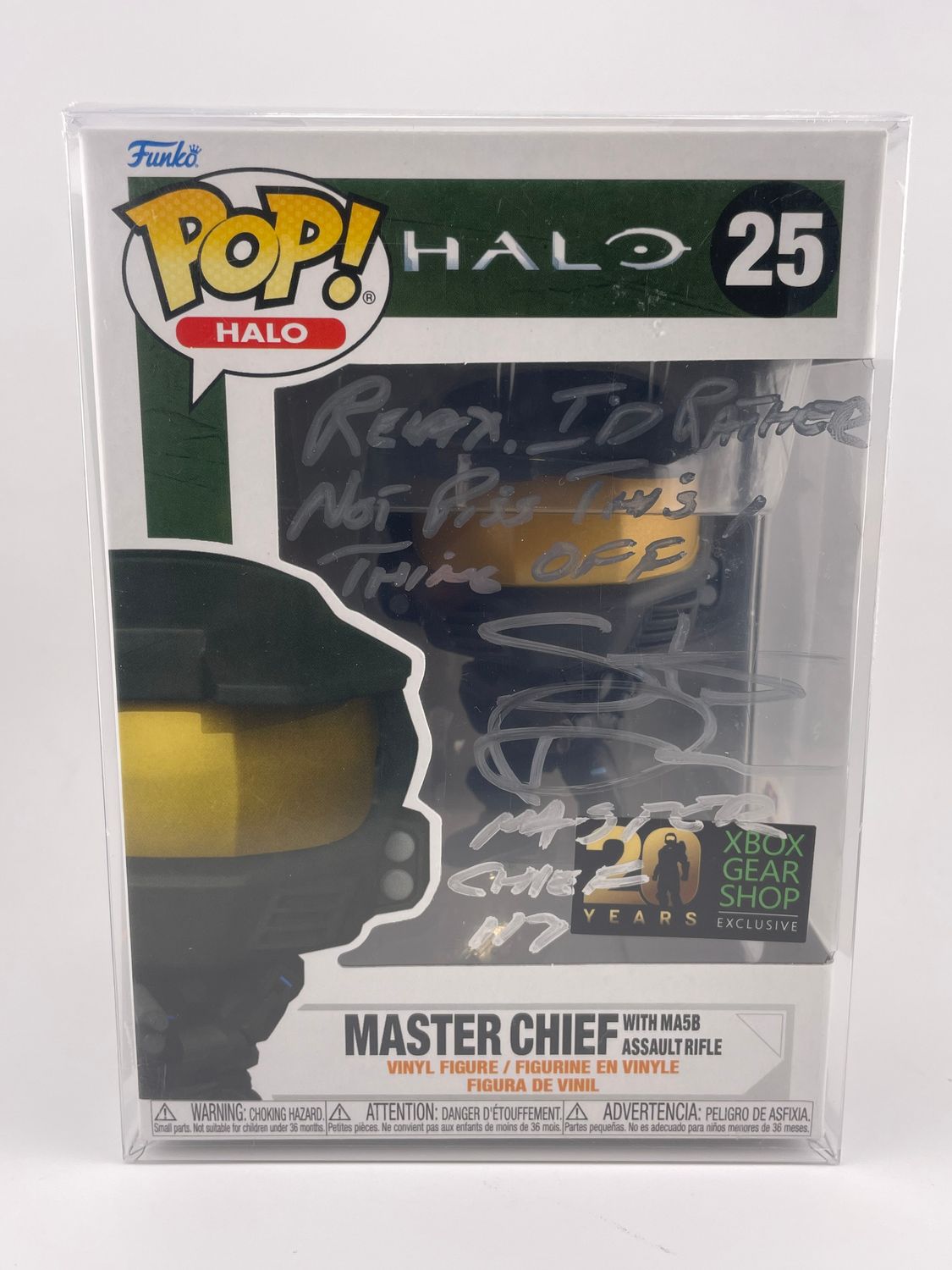 Halo Master Chief with MA5B Assault Rifle Autographed By Steve Downes PSA Authenticated (AO56772) 25 Funko Pop!