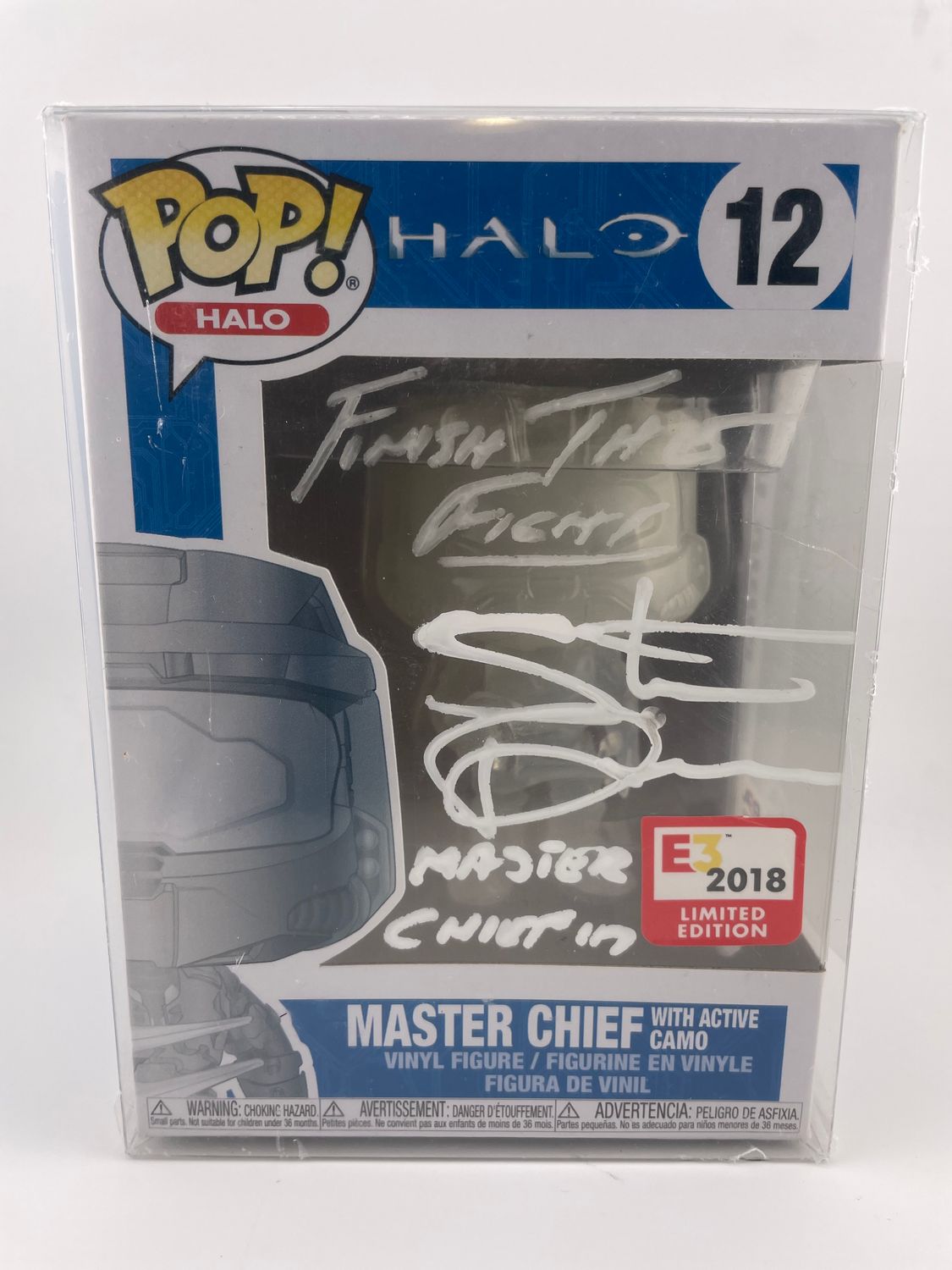 Halo Master Chief with Active Camo Autographed By Steve Downes PSA Authenticated (AO56767) 12 Funko Pop!