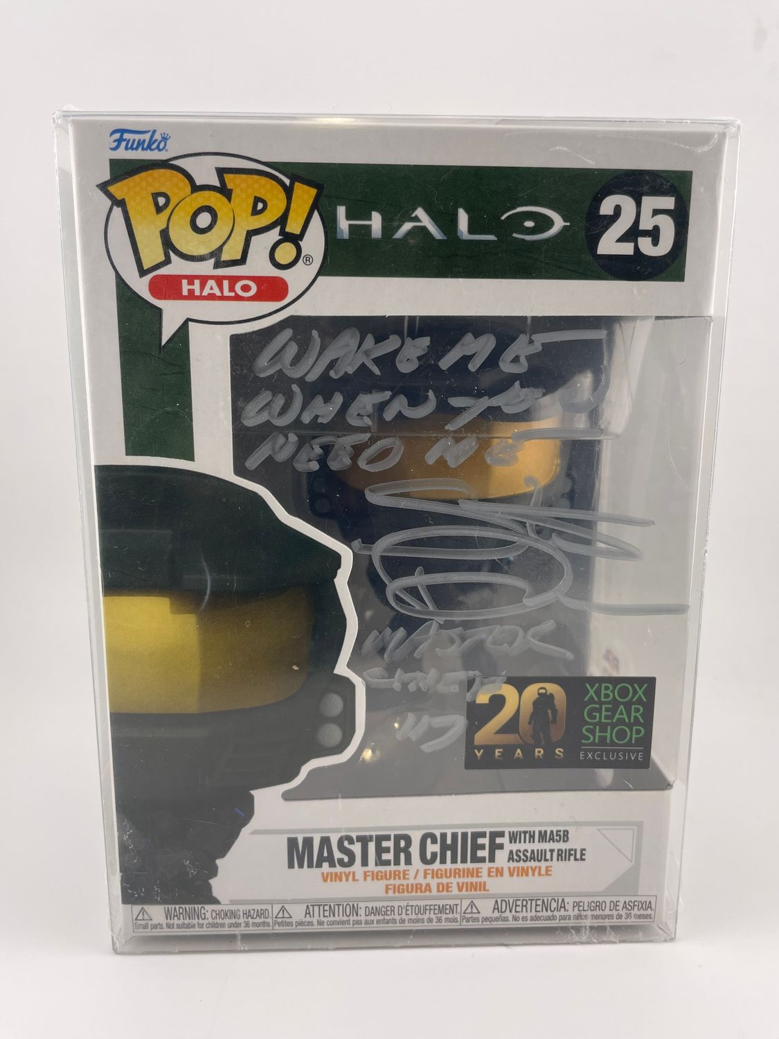 Halo Master Chief with MA5B Assault Rifle Autographed By Steve Downes PSA Authenticated (AO56770) 25 Funko Pop!