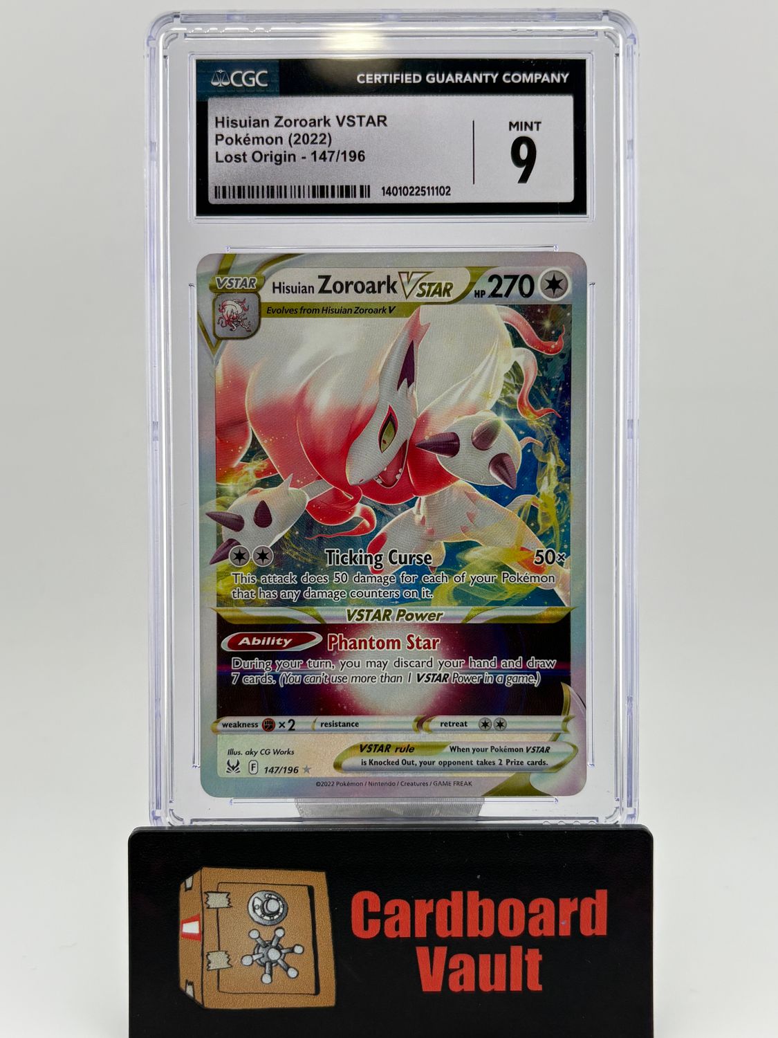 2022 Pokémon Lost Origin Hisuian Zoroark Vstar No. 147 CGC 9 1401022511102