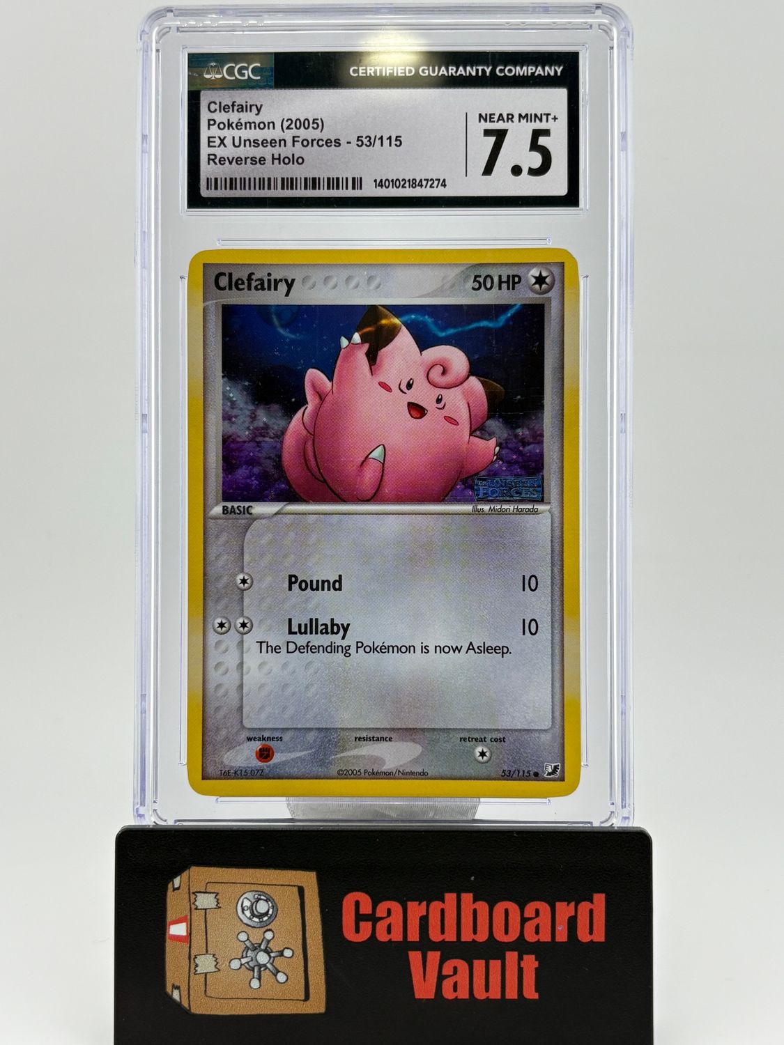 2005 Pokémon Ex Unseen Forces Clefairy Reverse Holo No. 53 CGC 7.5 1401021847274
