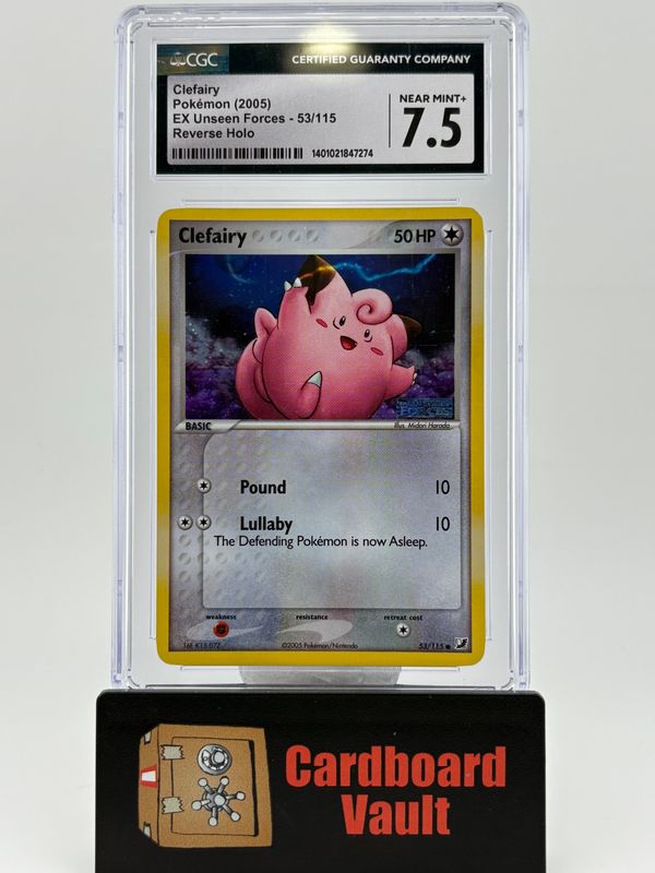 2005 Pokémon Ex Unseen Forces Clefairy Reverse Holo No. 53 CGC 7.5 1401021847274