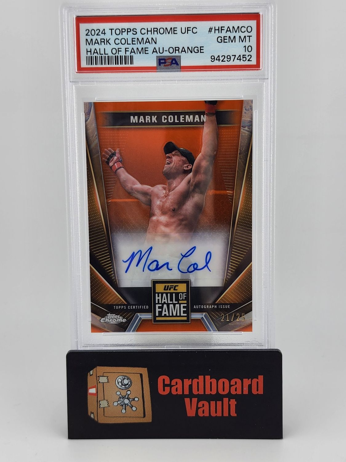 2024 Topps Chrome UFC Mark Coleman Hall of Fame Auto Orange 21/25 No. HFA-MCO PSA 10 94297452