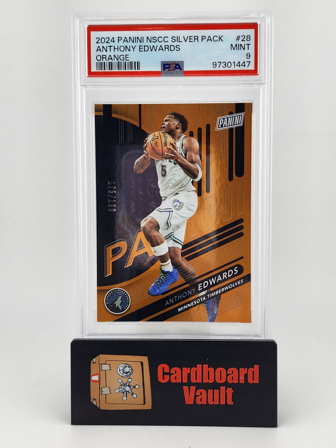 2024 Panini NSCC Silver Pack Anthony Edwards #28 Orange 175/199 PSA 9 97301447