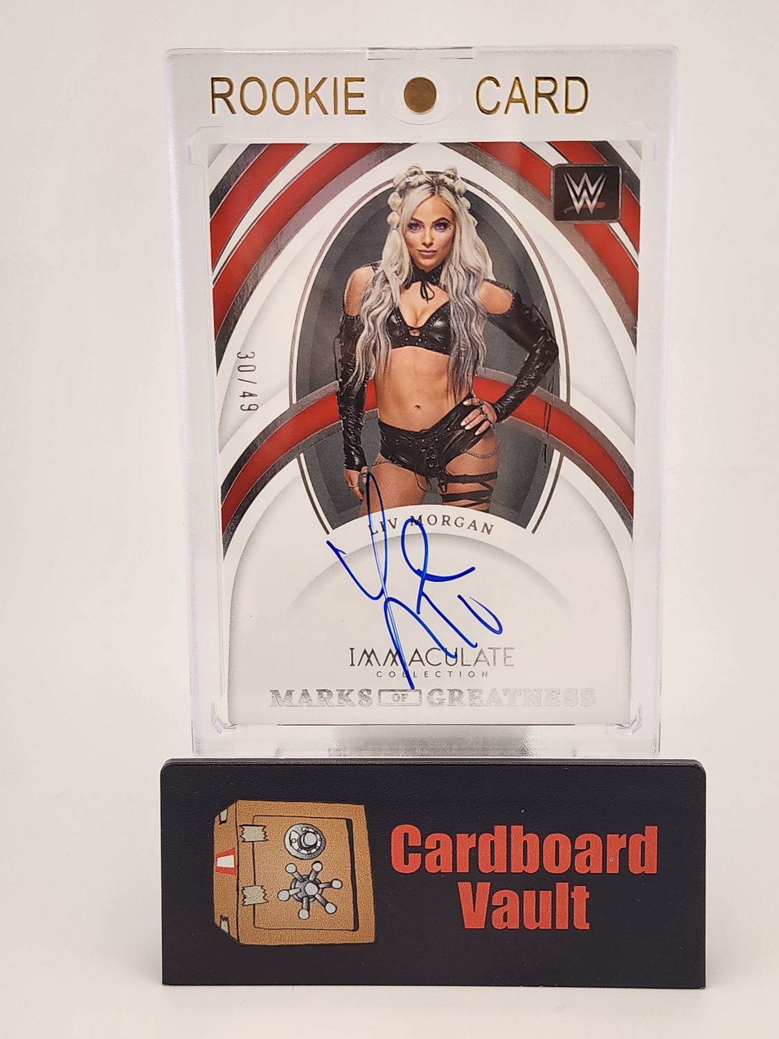 2022 Panini Immaculate WWE Liv Morgan Marks of Greatness Autograph #MG-LVM 30/49