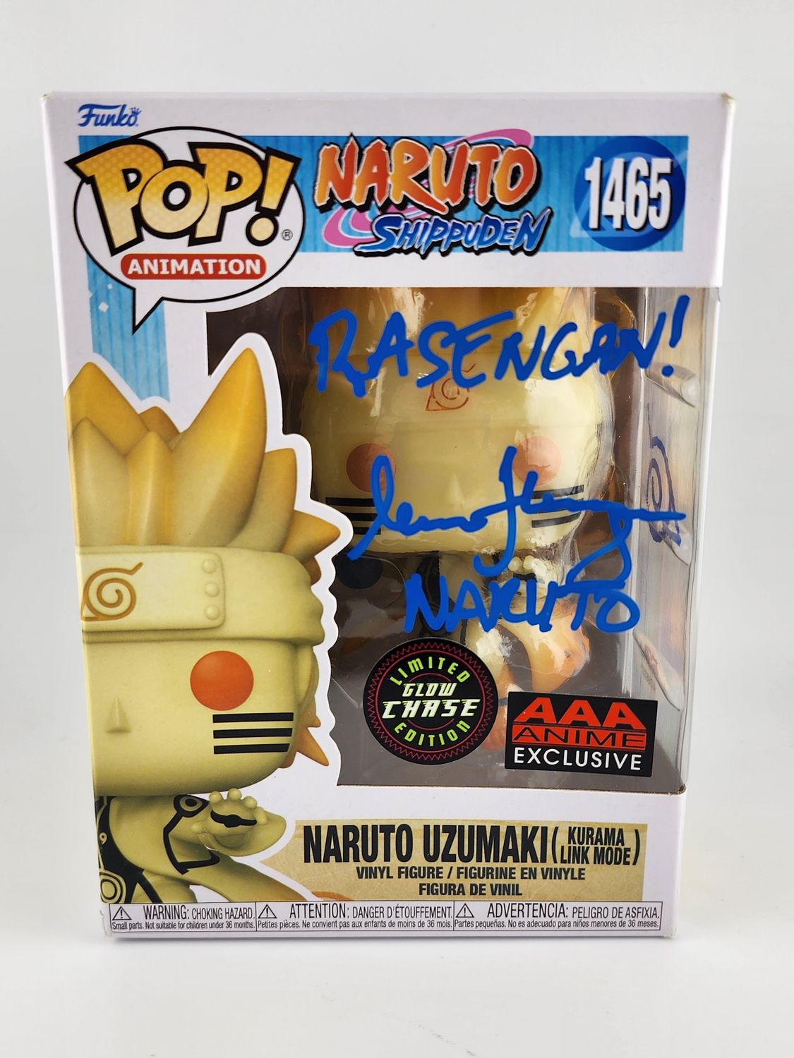 Naruto Shippuden Naruto Uzumaki (Kurama Link Mode) PSA Authenticated Autograph Limited Edition Glow Chase #1465 AAA Anime Exclusive Funko Pop