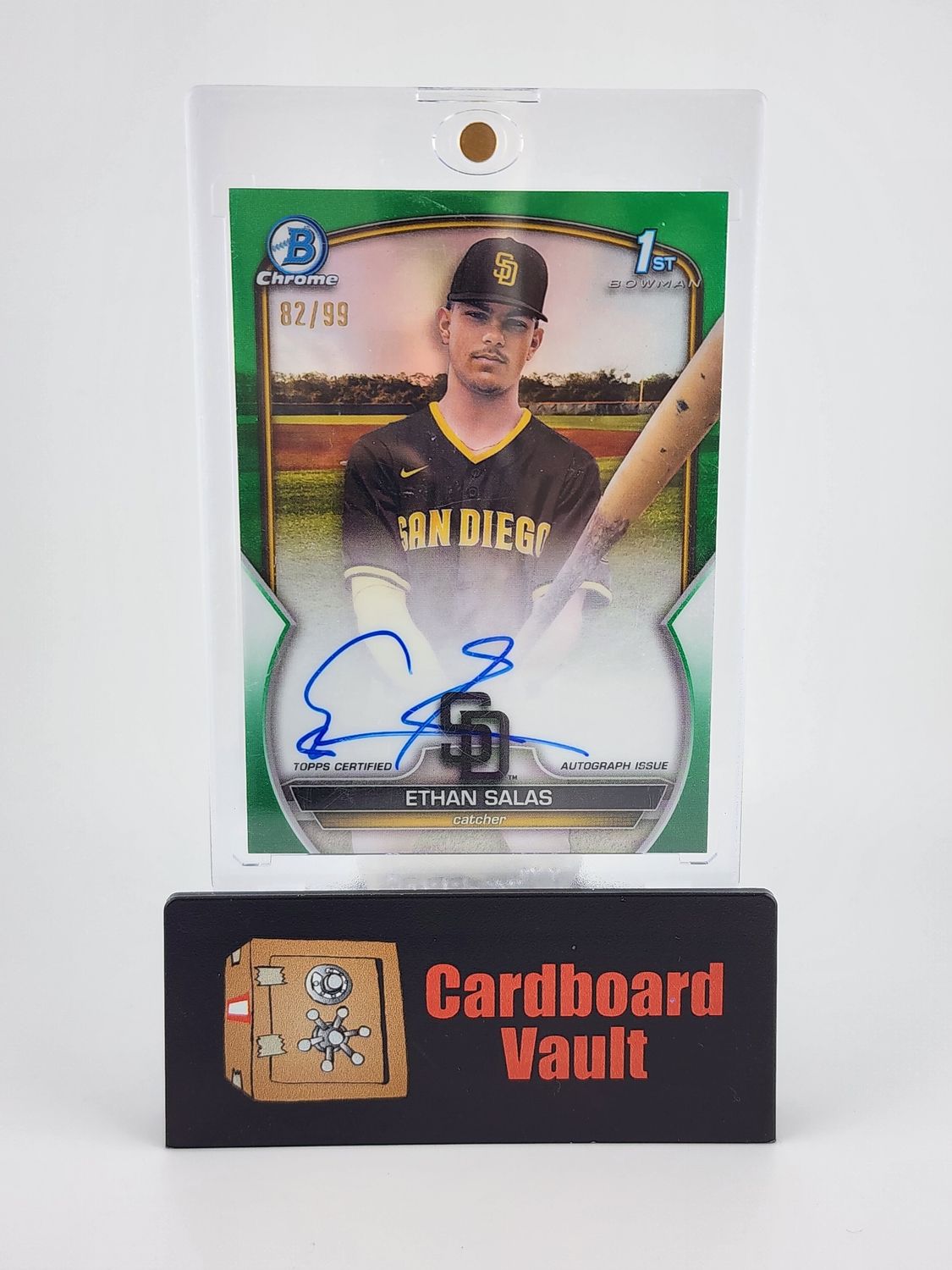 2023 Bowman Chrome 1st Ethan Salas Autograph Green #CPA-ESS 82/99