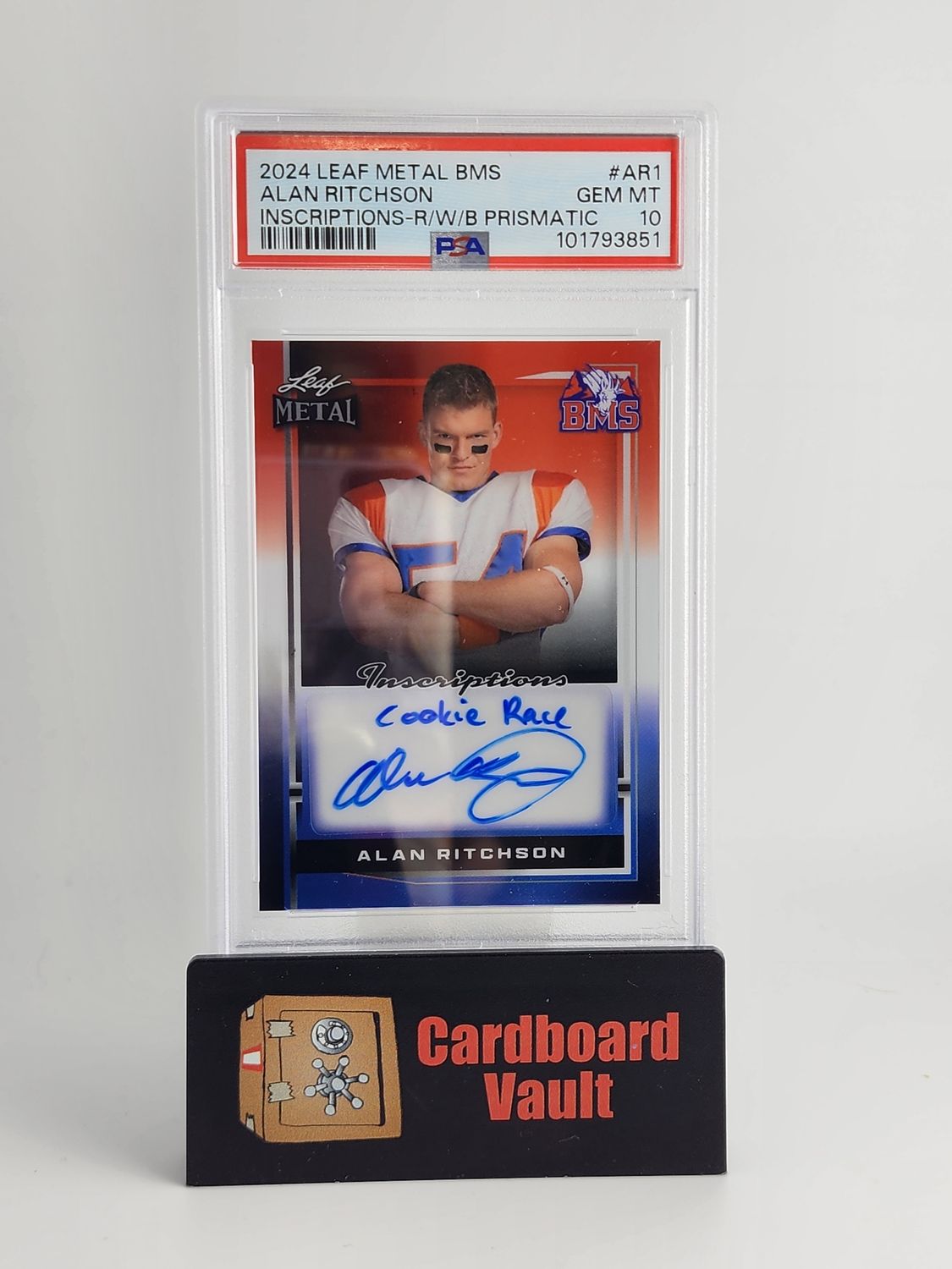 2024 Leaf Metal BMS Alan Ritchson Inscriptions Autograph #AR1 Red White Blue Prismatic 6/7 PSA 10 101793851