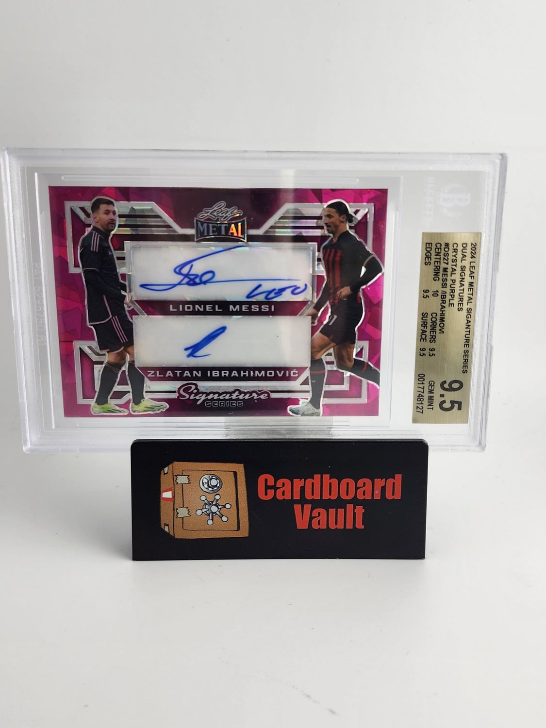 2024 Leaf Metal Signatures  Lionel Messi Zlatan Ibrahimovic DS-27 1/1 Beckett 9.5 0017748127