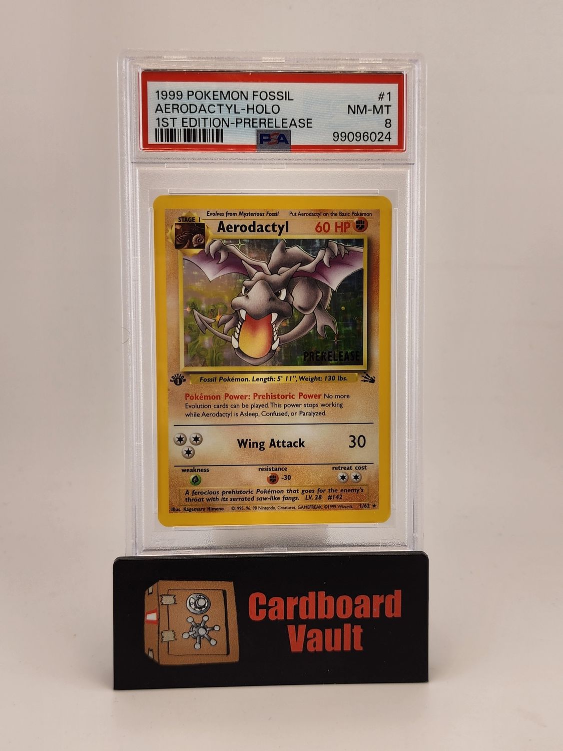 1999 Pokémon Aerodactyl Holo 1st Edition Pre Release1/62 PSA 8 99096085