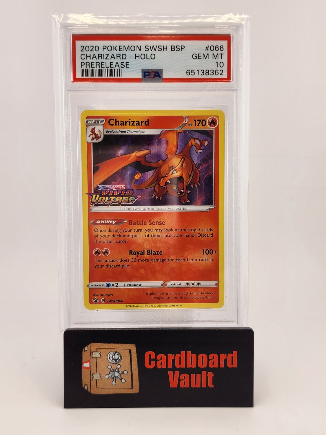 2020 Pokémon Charizard Holo Prerelease SWSH066 Black Star Promo PSA 10 65138362