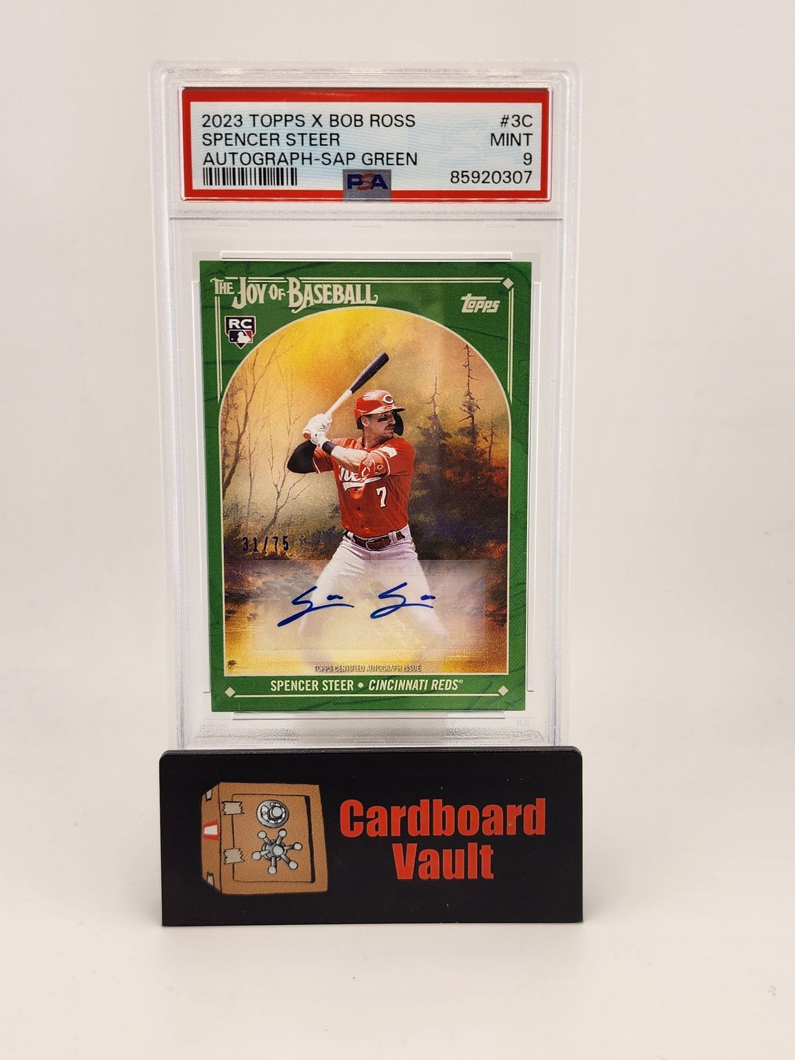 2023 Topps X Bob Ross Spencer Steer Autograph #3C 31/75 PSA 9 Sap Green 85920307