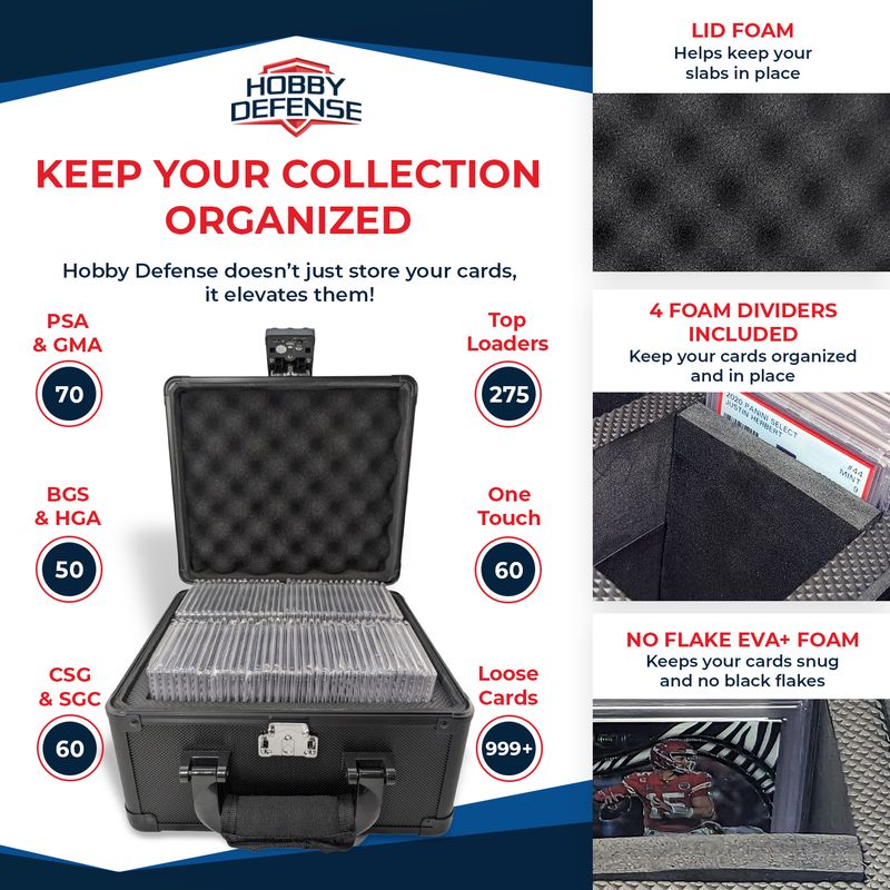 Hobby Defense 2 Row Graded Card Black Carbon Fiber Case