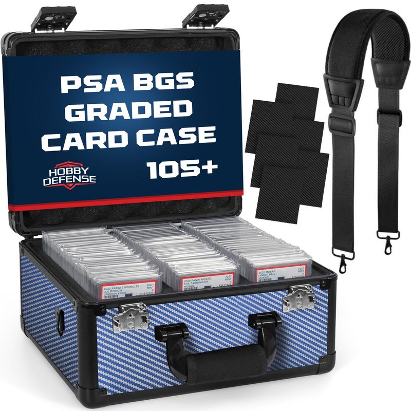 Hobby Defense 3 Row Graded Card Blue Carbon Fiber Case