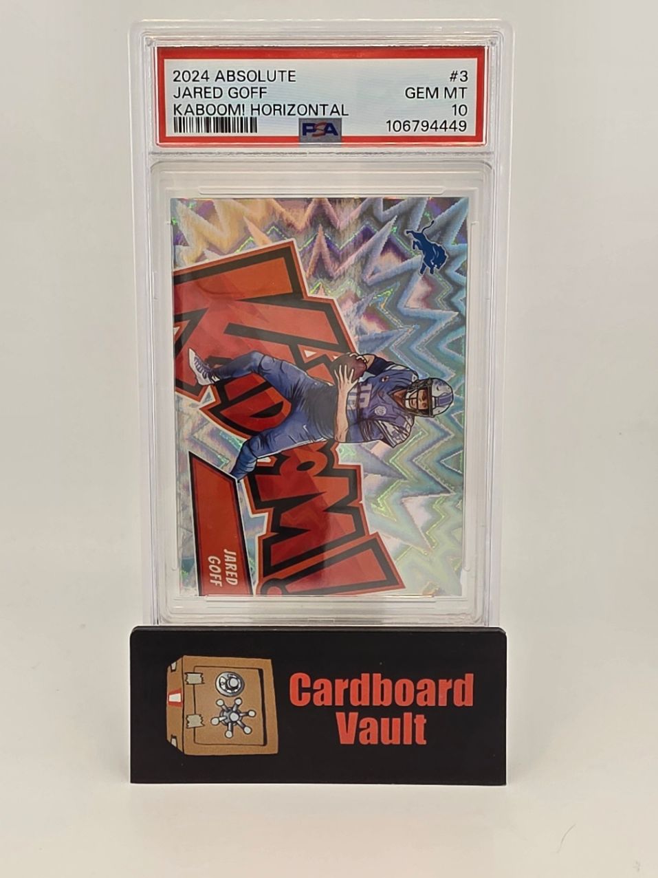 2024 Absolute Football Jared Goff Kaboom Horizontal #3 PSA 10 106794449