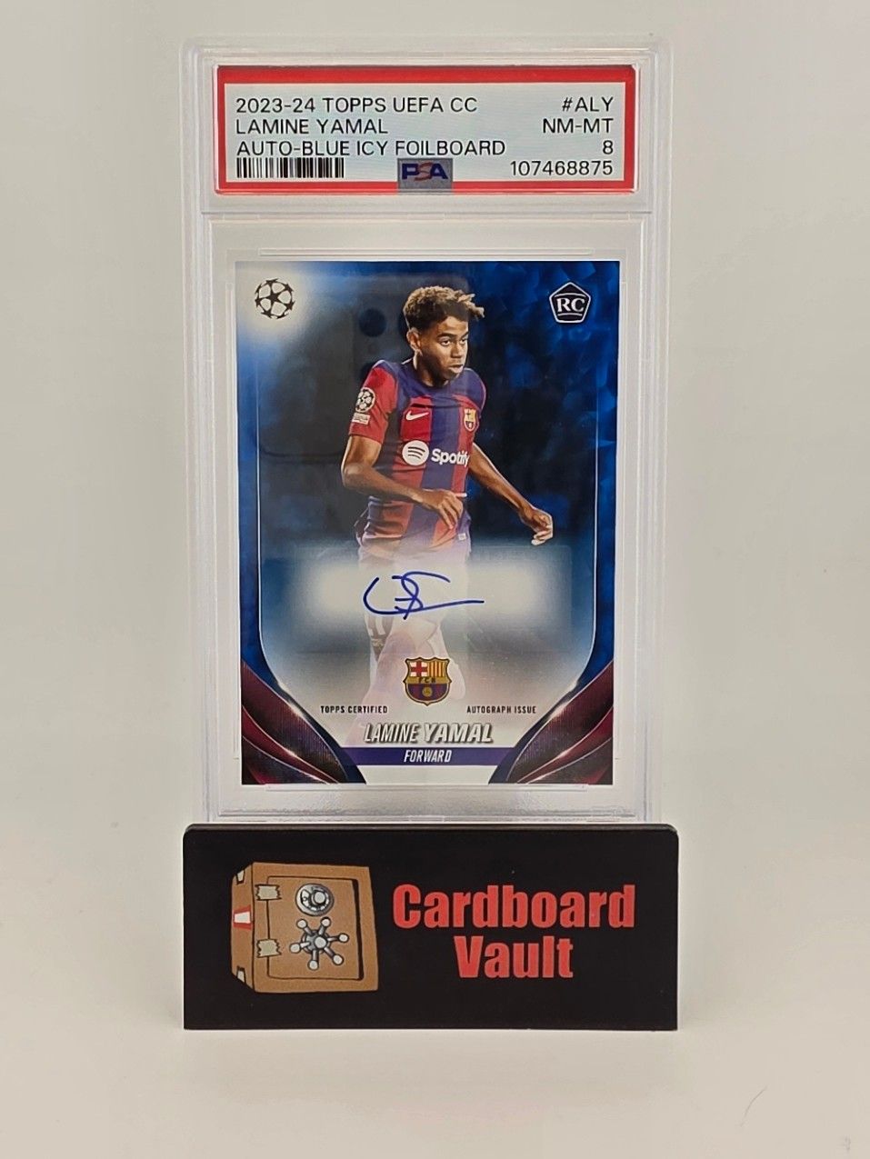 2023-24 Topps UEFA CC Lamine Yamal Auto Blue Icy Foilboard #ALY PSA 8 107468875