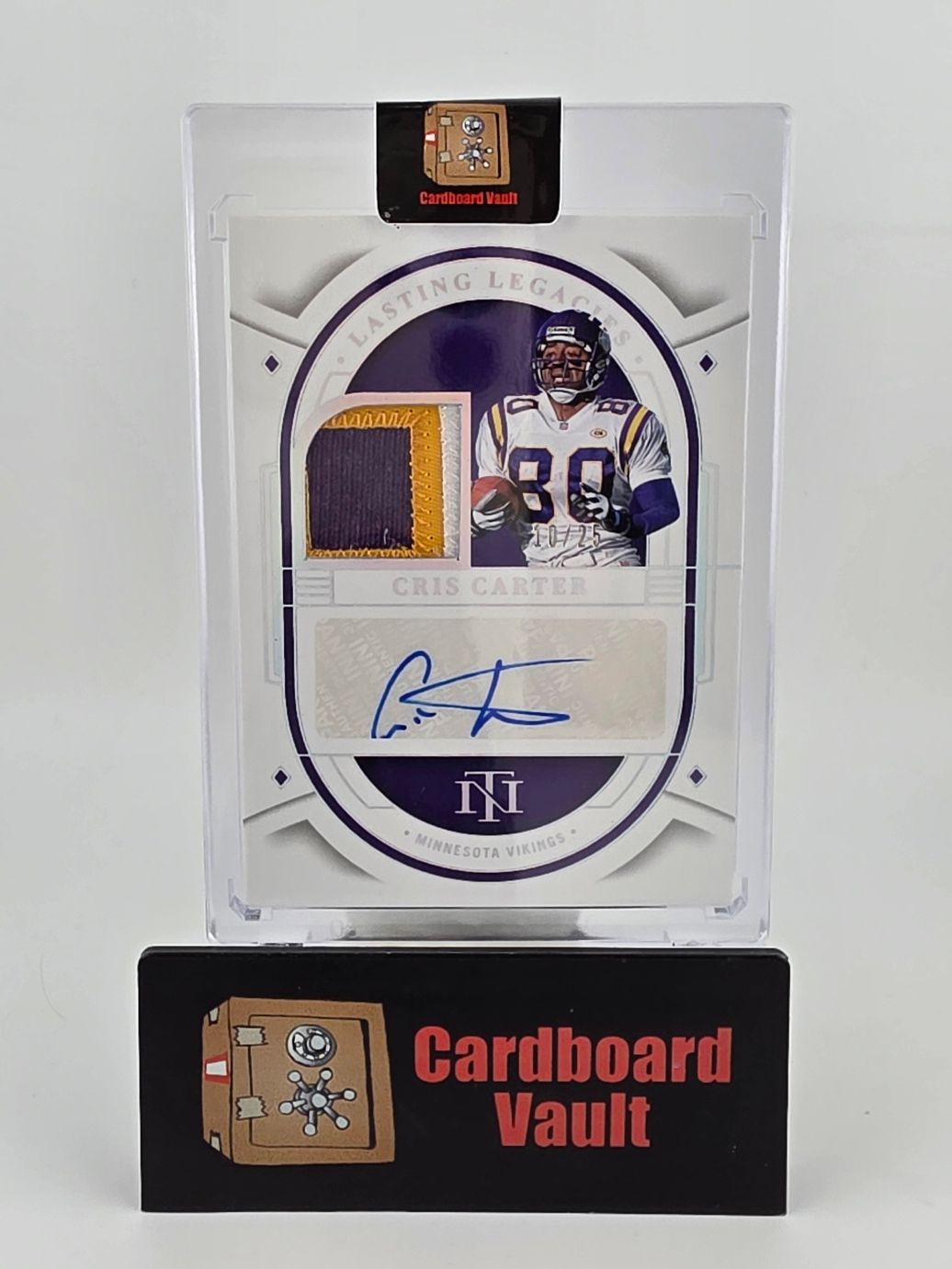2023 National Treasures Cris Carter Lasting Legacies Tri Color Patch Autograph #LLE-CCA  10/25