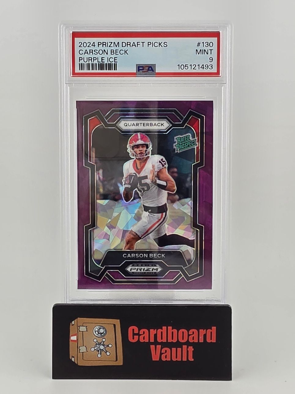 2024 Prizm Draft Picks Rated Rookie Carson Beck #130 Purple Ice 027/140 PSA 9 105121493