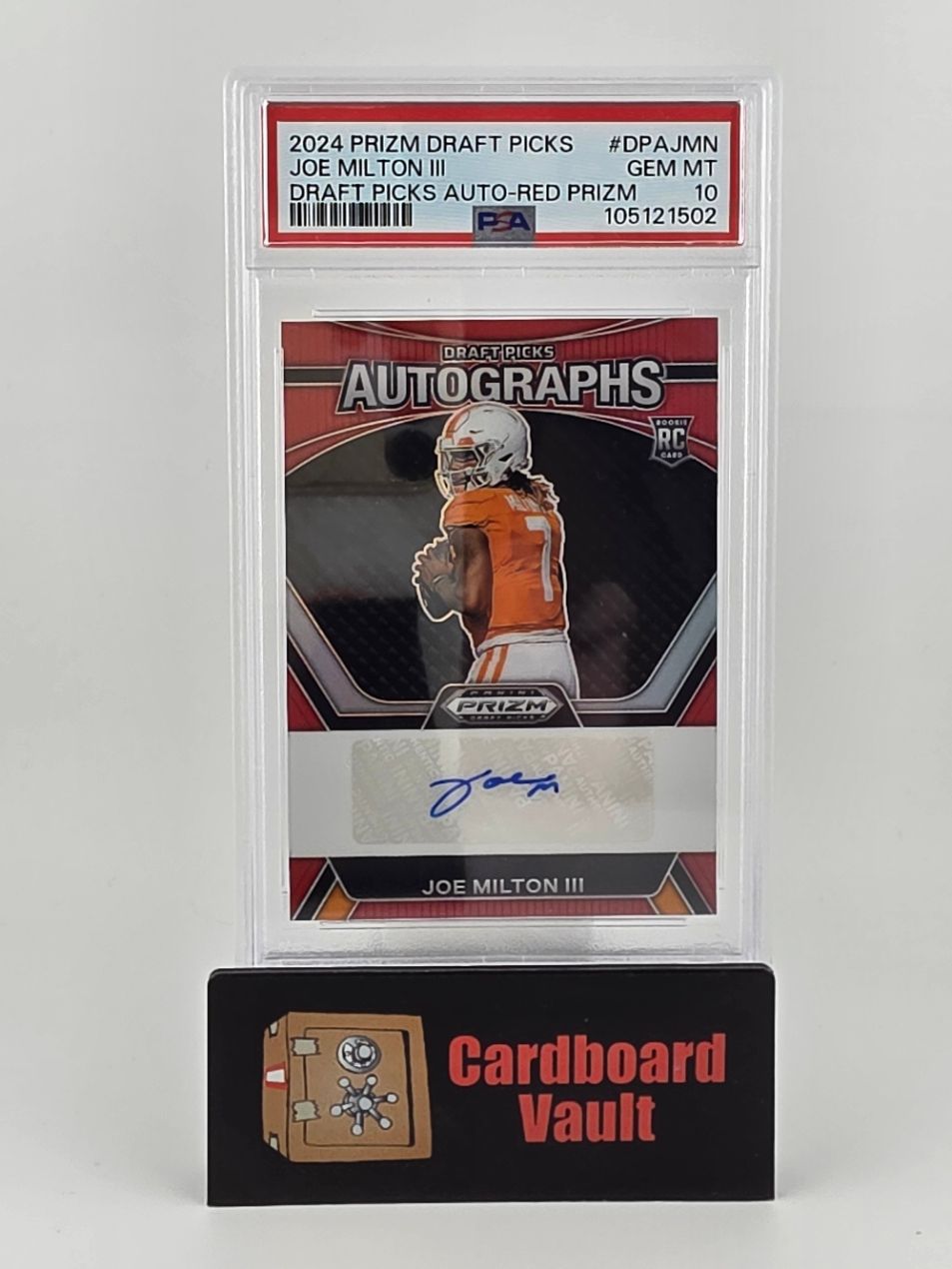 2024 Prizm Draft Picks Joe Milton III Draft Picks Autographs #DPA-JMN  Red Prizm 188/199 PSA 10 105121502