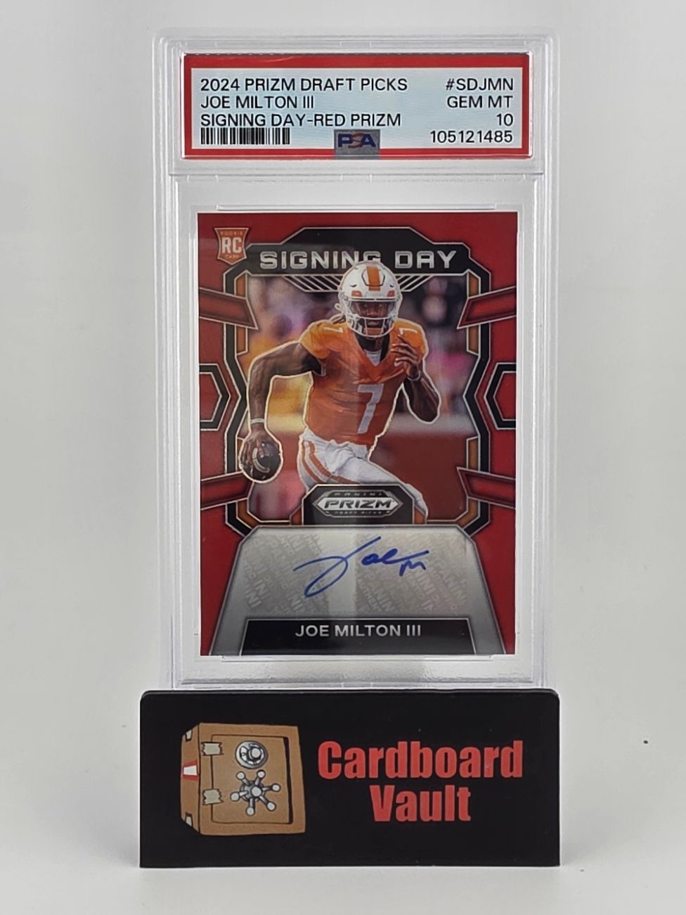 2024 Prizm Draft Picks Joe Milton III Signing Day #SD-JMN Red Prizm 063/199 PSA 10 105121485