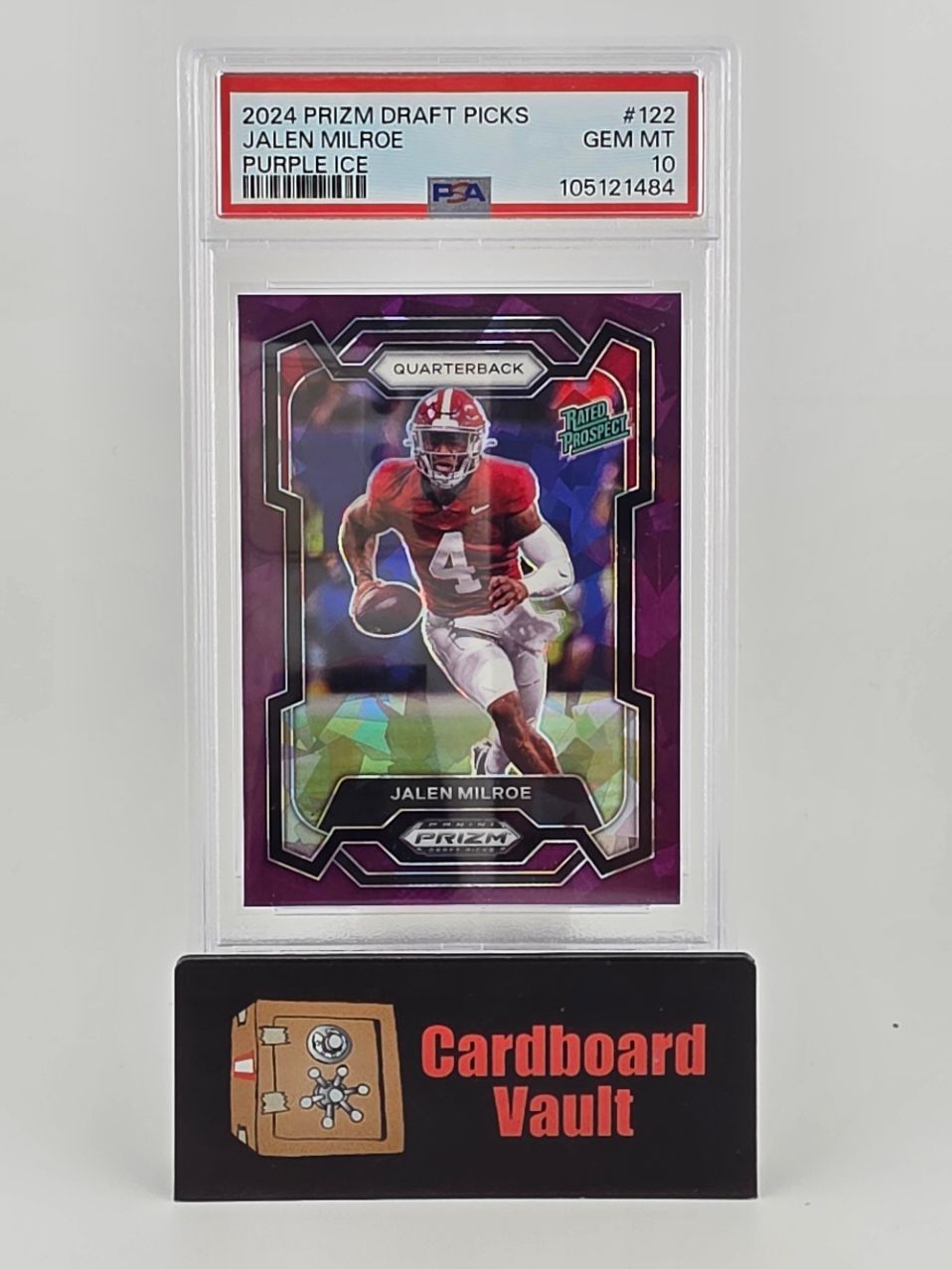 2024 Prizm Draft Picks Jalen Milroe Rated Prospect #122 Purple Ice 081/149 PSA 10 105121484
