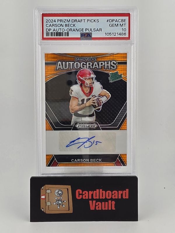 2024 Prizm Draft Picks Carson Beck Draft Picks Autograph #DPA-CBE Orange Pulsar 14/49 PSA 10 105121486