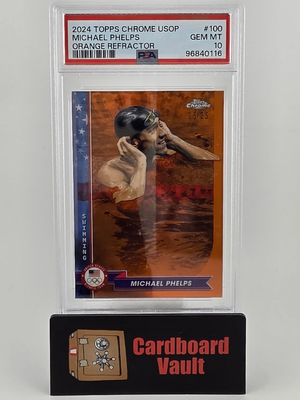 2024 Topps Chrome USOP Michael Phelps #100 Orange Refractor 25/25 PSA 10 96840116