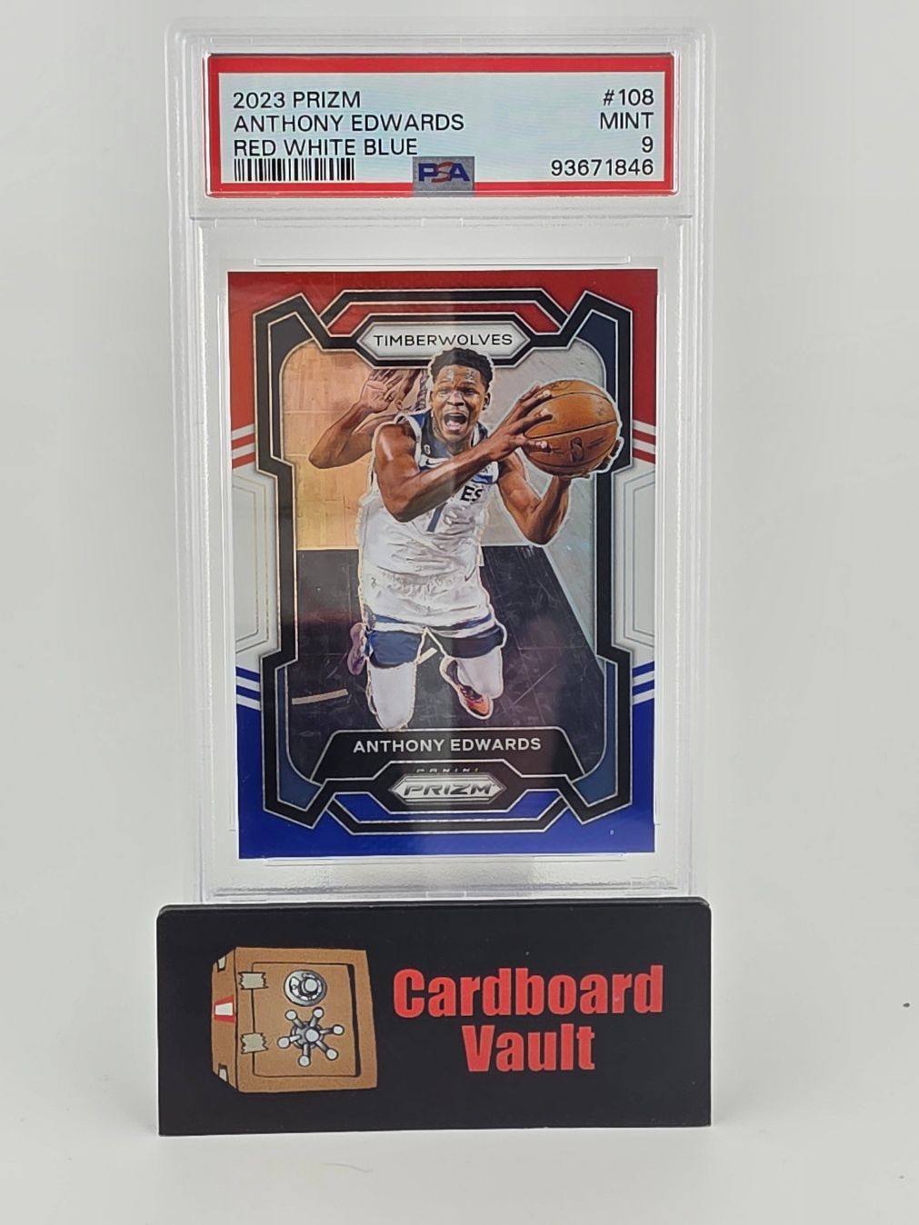 2023 Panini Prizm Anthony Edwards #108 Red White Blue PSA 9 93671846