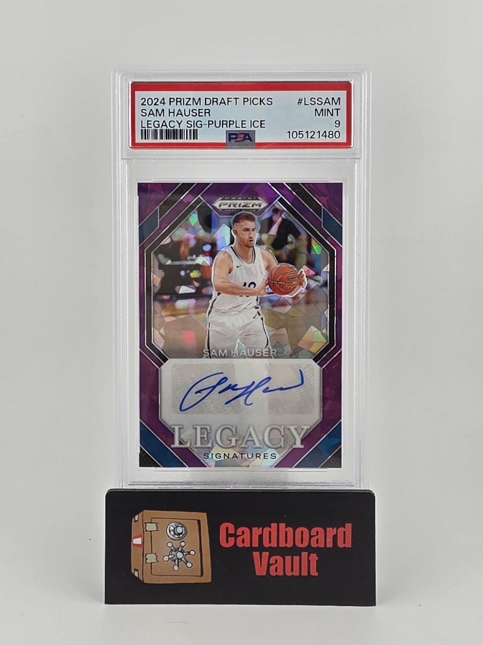 2024 Prizm Draft Picks Sam Hauser Legacy Signatures # LS-SAM Purple Ice 36/99 PSA 9 105121480