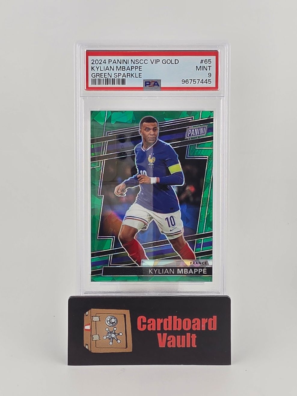 2024 Panini NSCC VIP Kylian Mbappe #65 Green Sparkle 12/99 PSA 9 94757445
