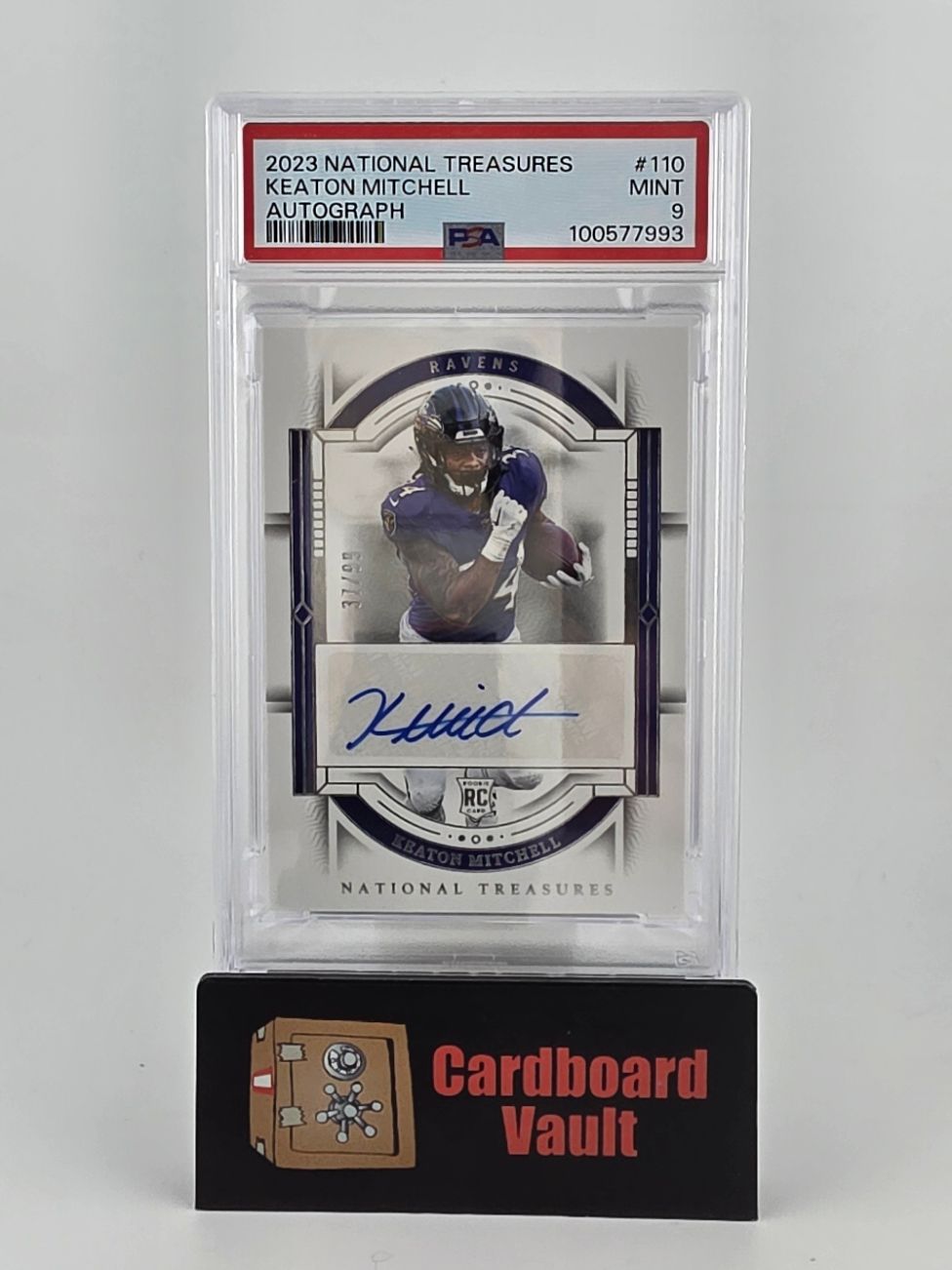 2023 National Treasures Keaton Mitchell Autograph #110 37/99 PSA 9 100577993