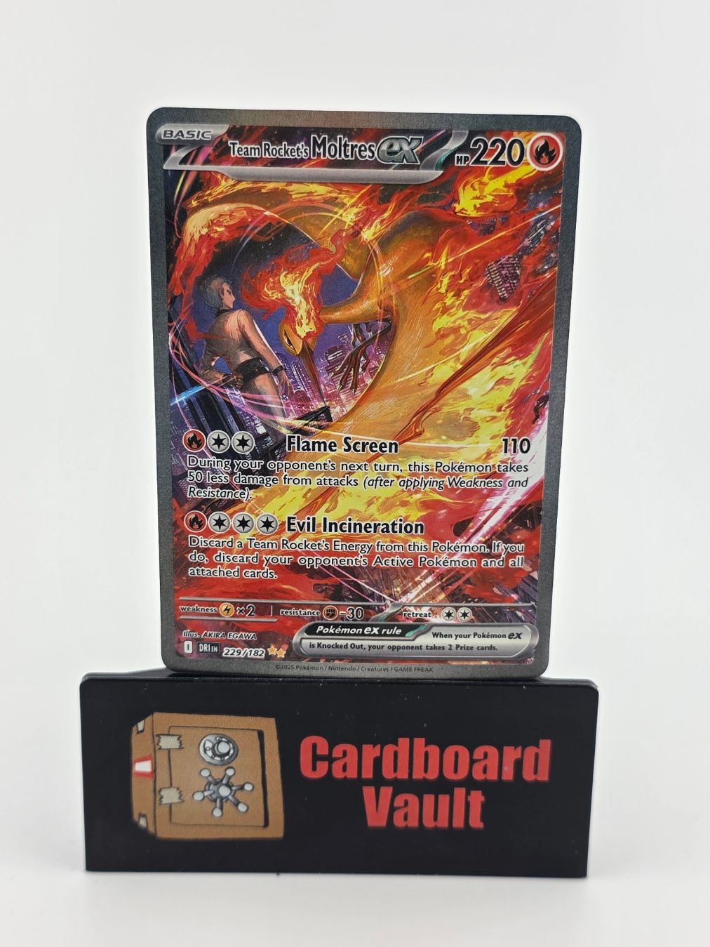 2025 Pokémon Team Rockets Moltres ex Full Art Holo 229/182