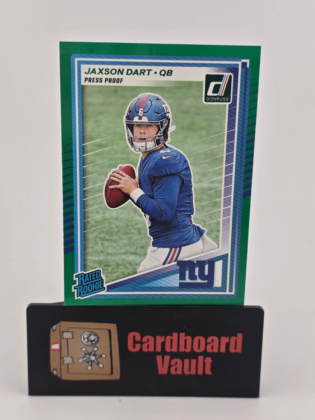 2024 Donruss Football Jaxson Dart Rated Rookie Press Proof #400 Green Prizm