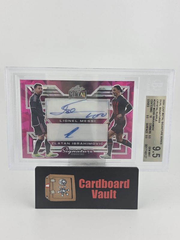 2024 Leaf Metal Lionel Messi and Zlatan Ibrahimovic Dual Signatures #DS-27  1/1 Beckett 9.5 0017748127