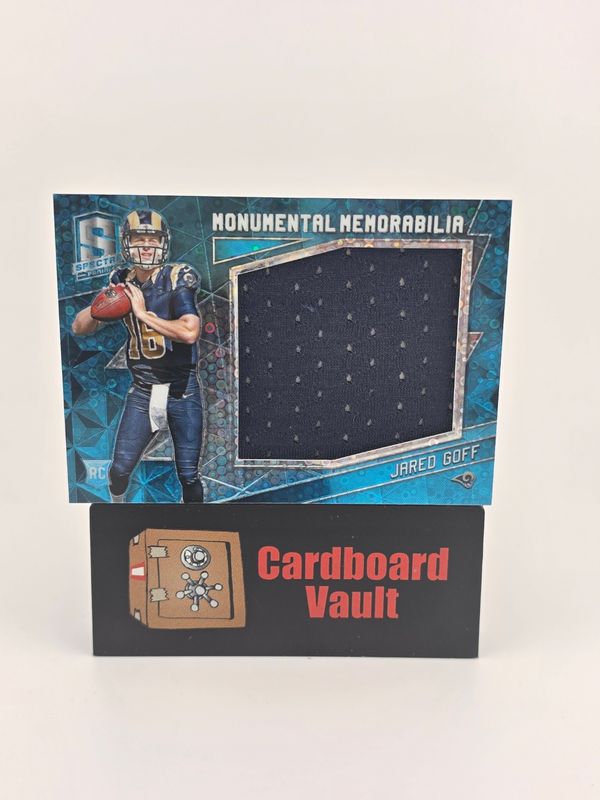 2016 Spectra Football Jared Goff Monumental Memorabilia #26 Neon Blue Prizm 38/99