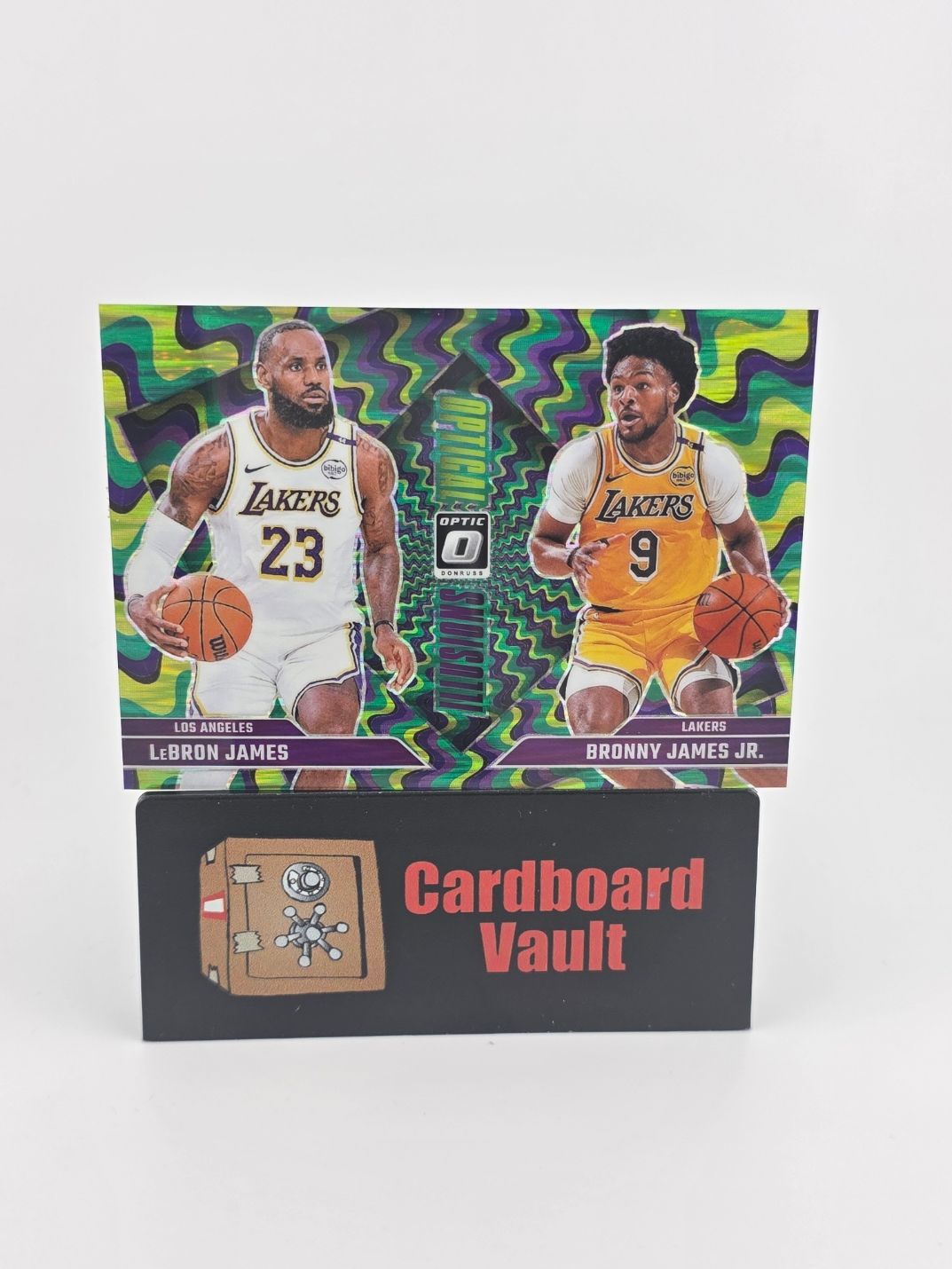 2024-25 Donruss Optic Lebron and Bronny James Optical Illusions #2 Green 098/149