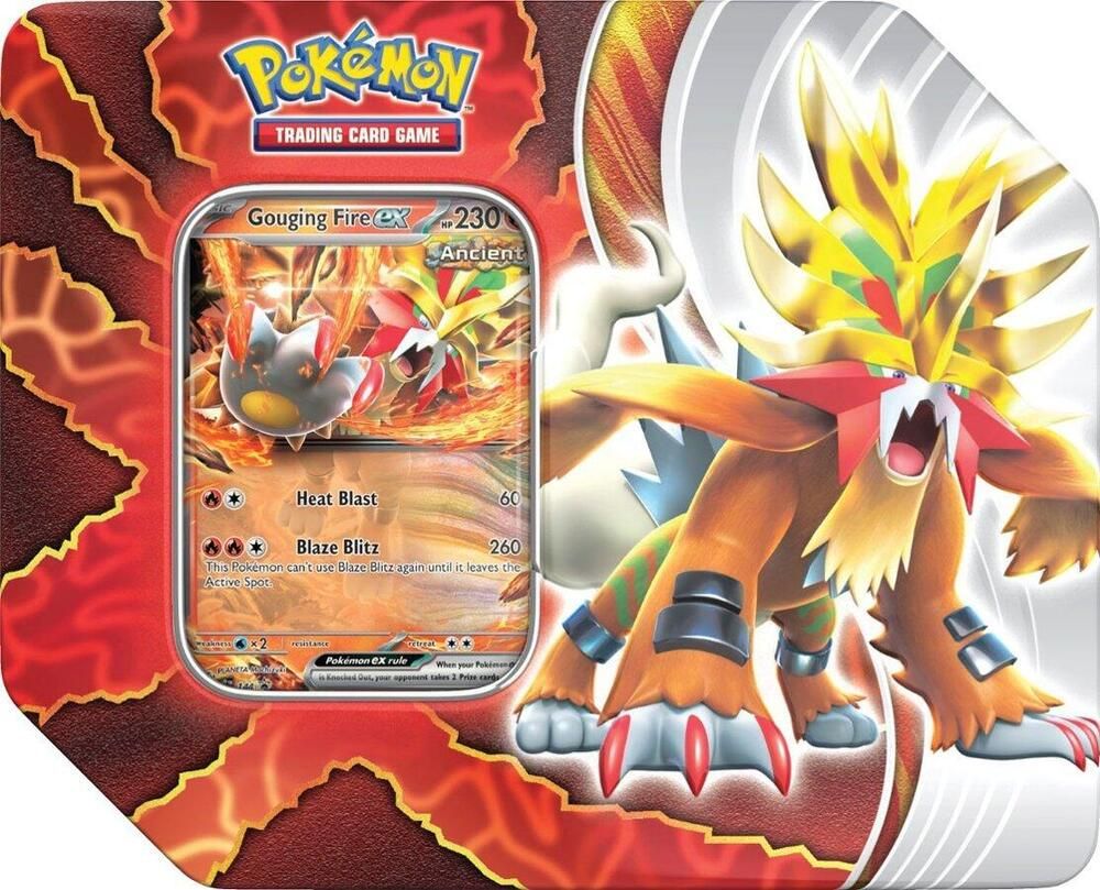 Pokémon Paradox Destinies Gouging  Fire ex Tin