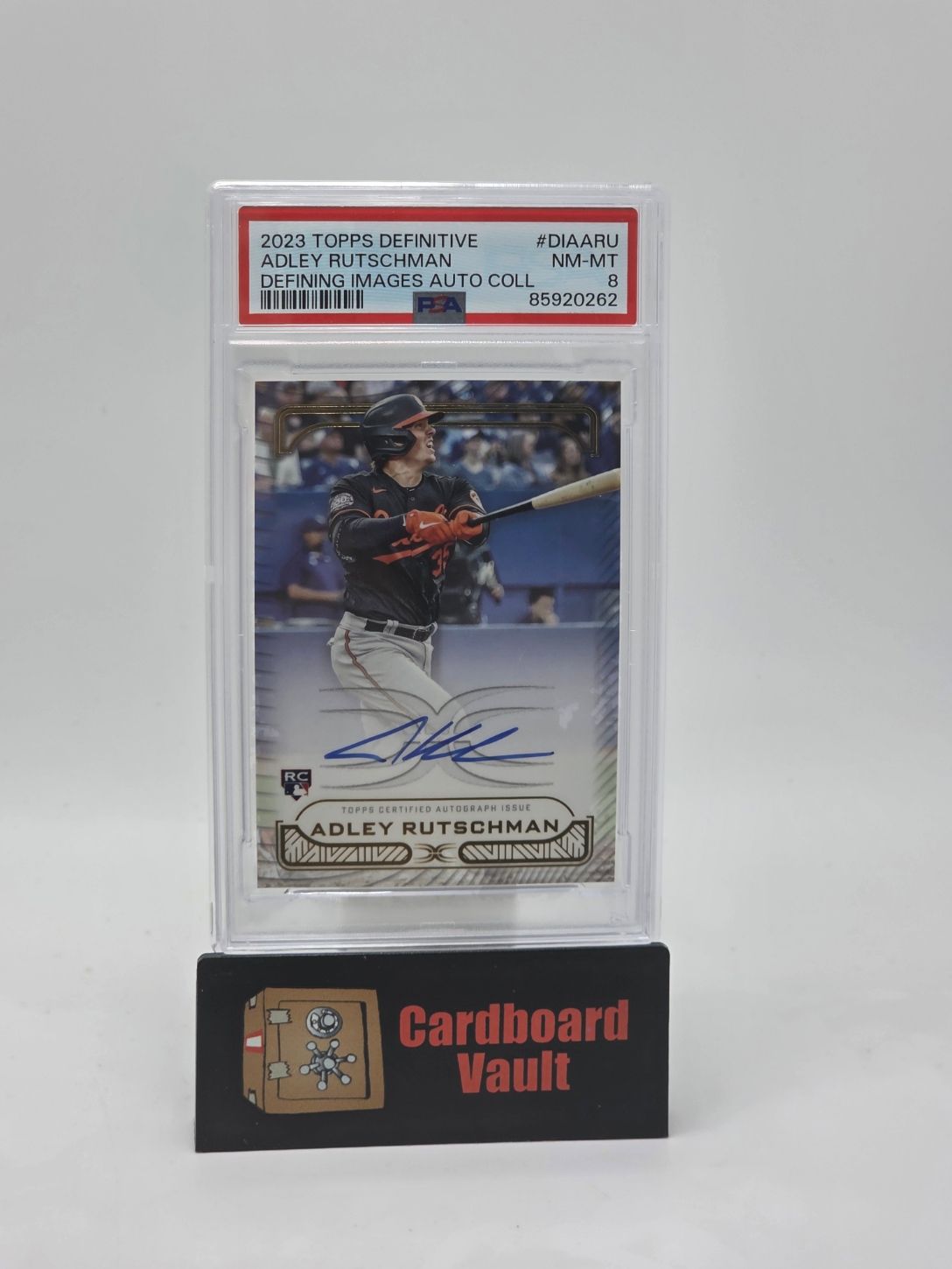 2023 Topps Definitive Collection Adley Rutschman Defining Images Autograph Collection #DIA-ARU PSA 8 85920262