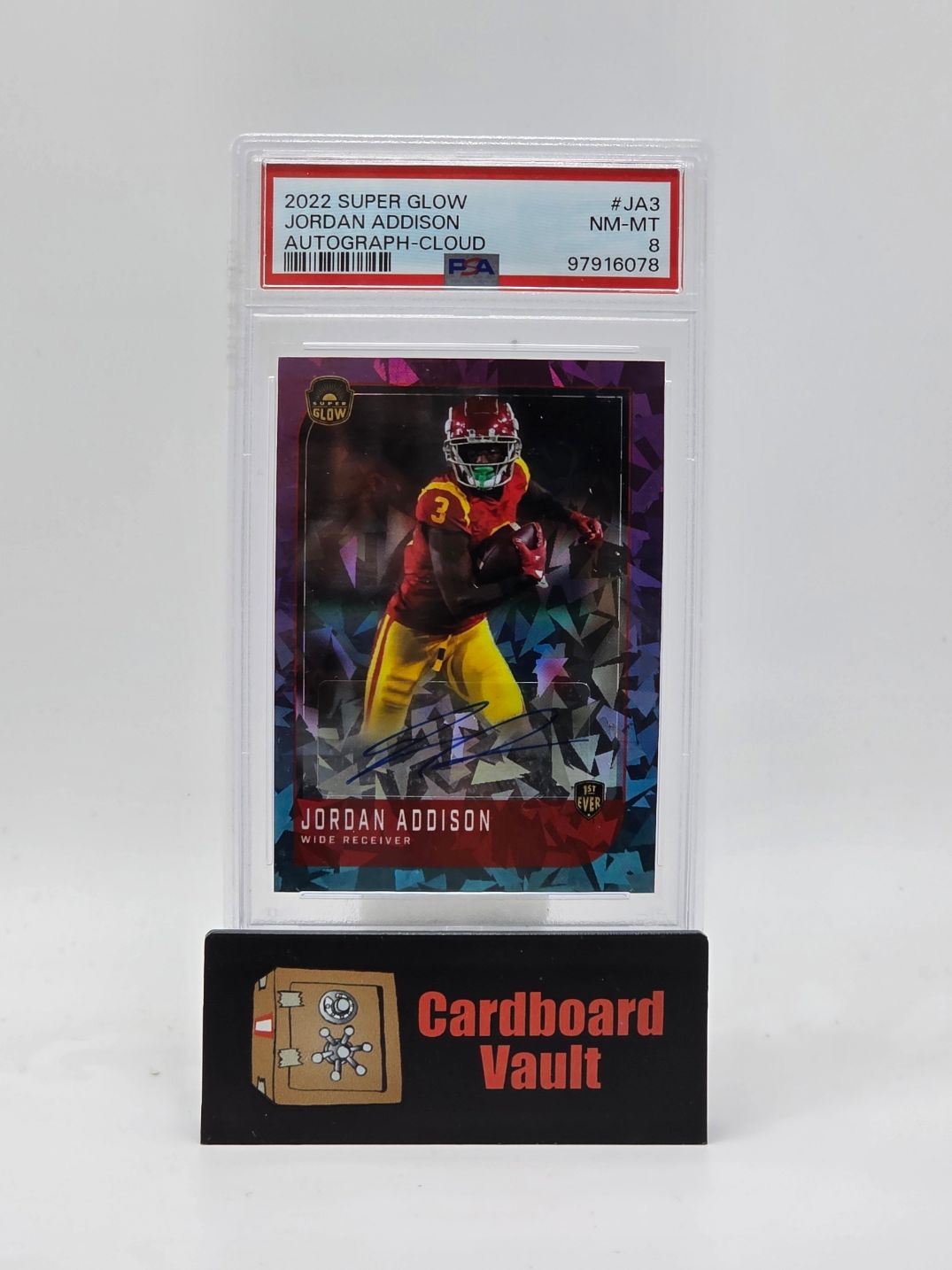 2022 Super Glow Jordan Addison Autograph Cloud #JA3 2/5 PSA 8 97916078 