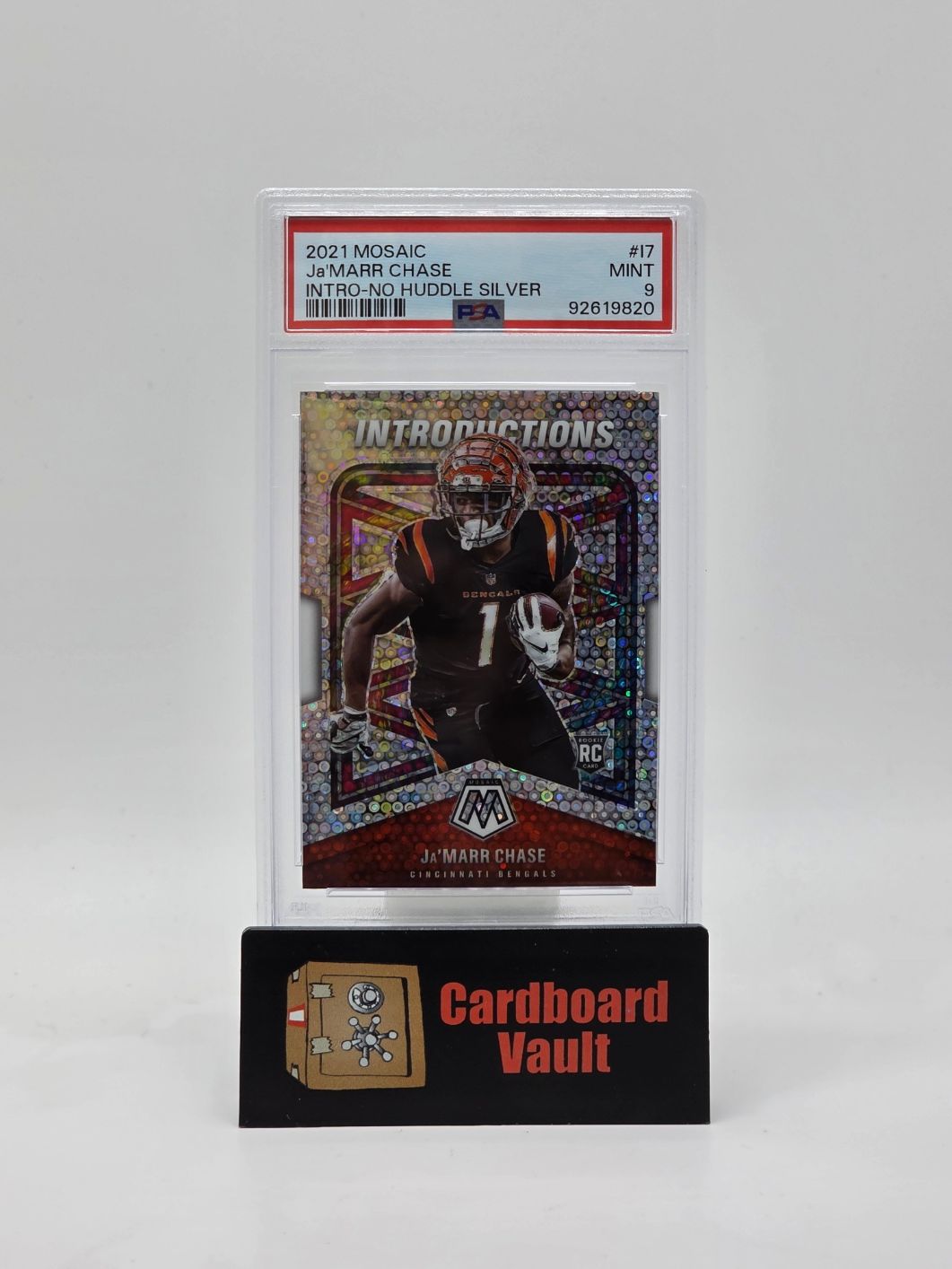 2021 Mosaic JaMarr Chase Introductions No Huddle Silver Disco Prizm #17 PSA 9 92619820