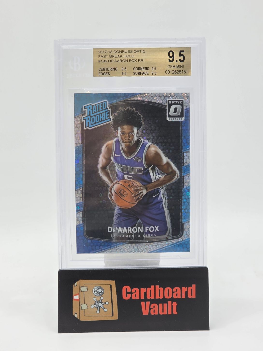 2017-18 Donruss Optic DeAaron Fox Rated Rookie Fast Break Holo Beckett 9.5 0012626151